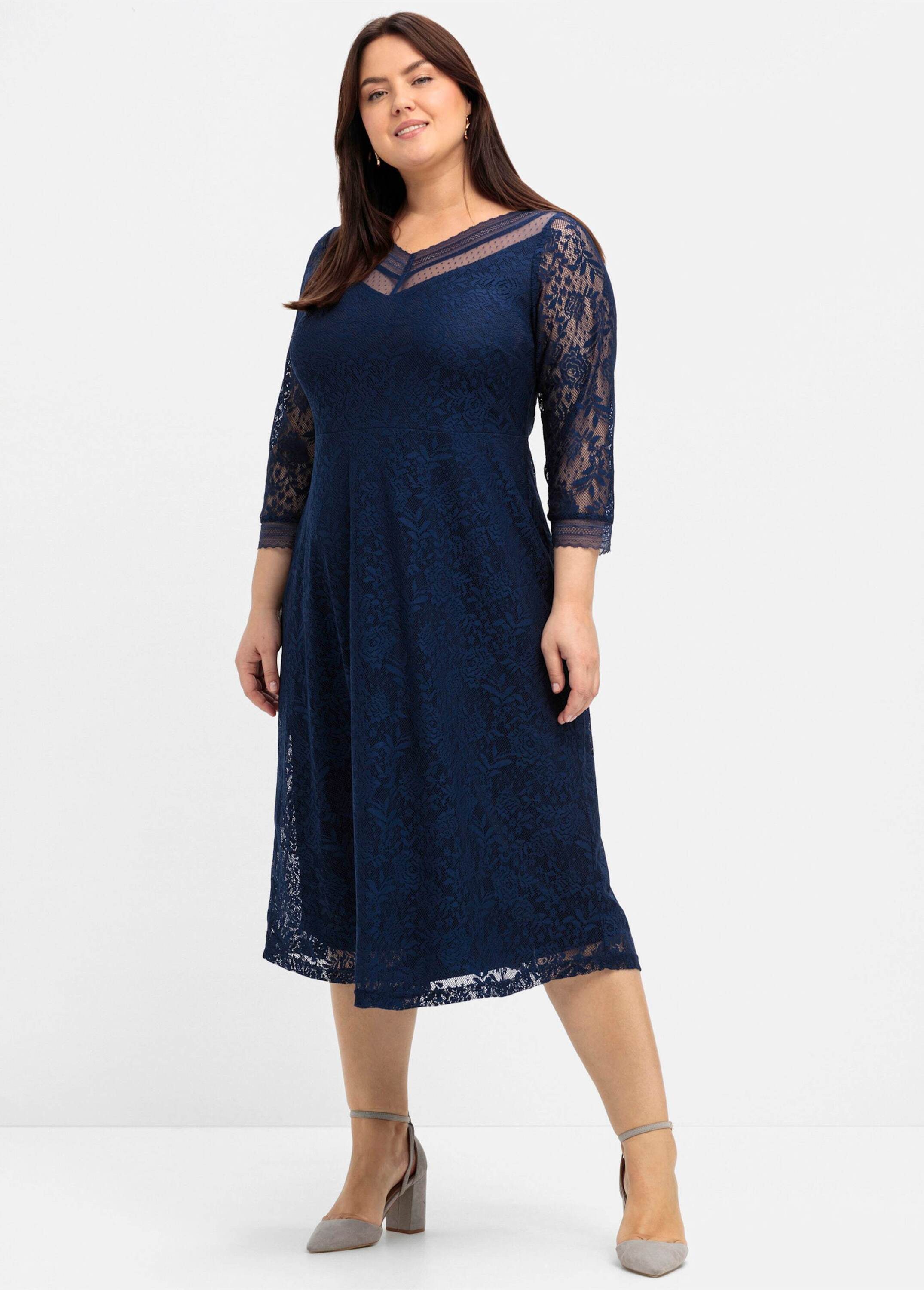 Sheego Etuikleid Abendkleid 3/4-Arm aus elastischer und bequemer Qualität