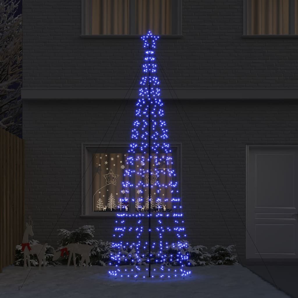 vidaXL LED Baum LED Weihnachtsbaum mit Erdspießen Blau 400 cm Eisen