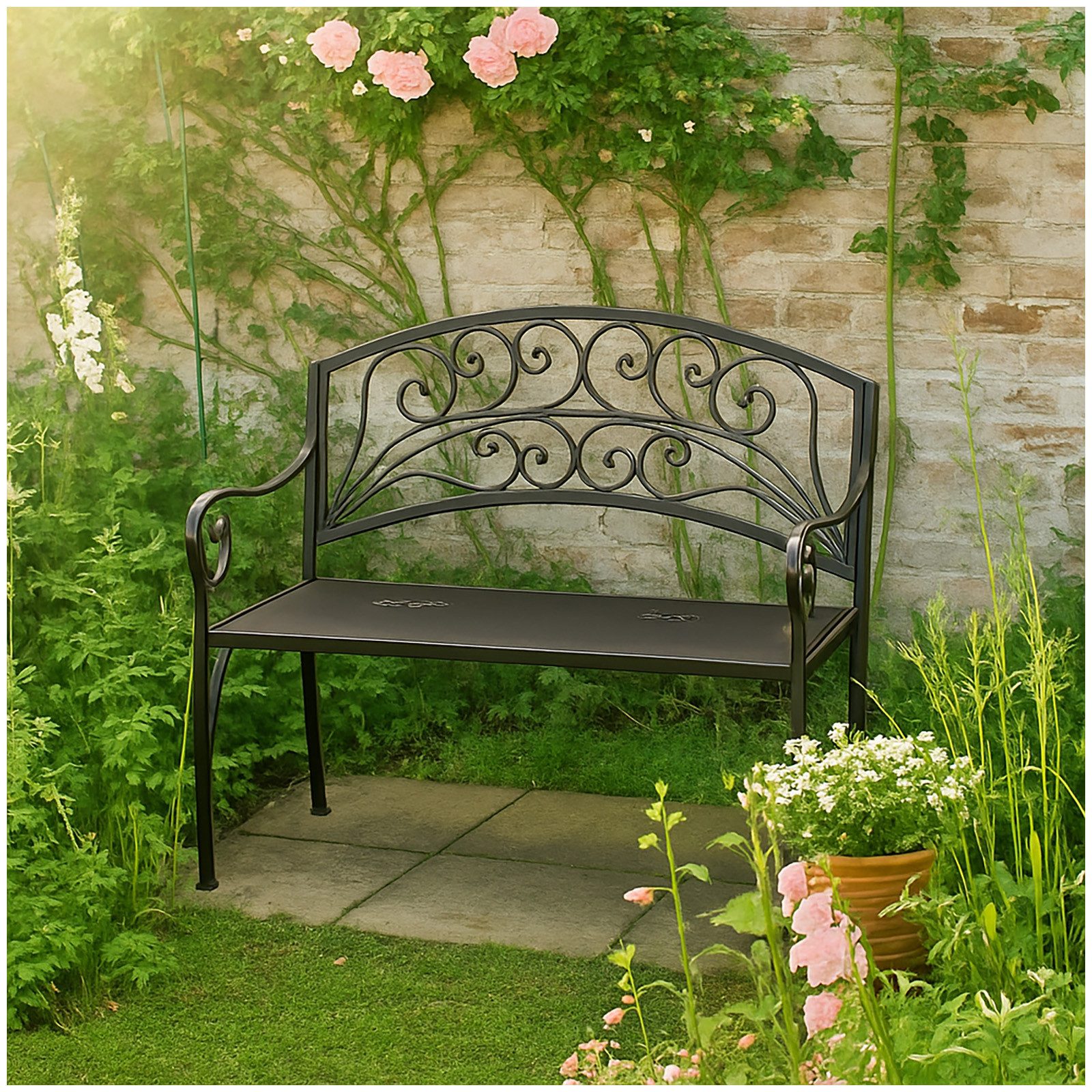 HTI-Living Sitzbank Metallbank in Rostoptik (Stück, 1-St., 1 Gartenbank), Gartenbank nostalgisch