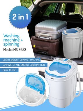 JUNG Mini-Waschmaschine Mesko MS8053, 3.00 kg, 400 U/min, Reisewaschmaschine Mini Waschmaschine Schleuder Klein Camping Mobil