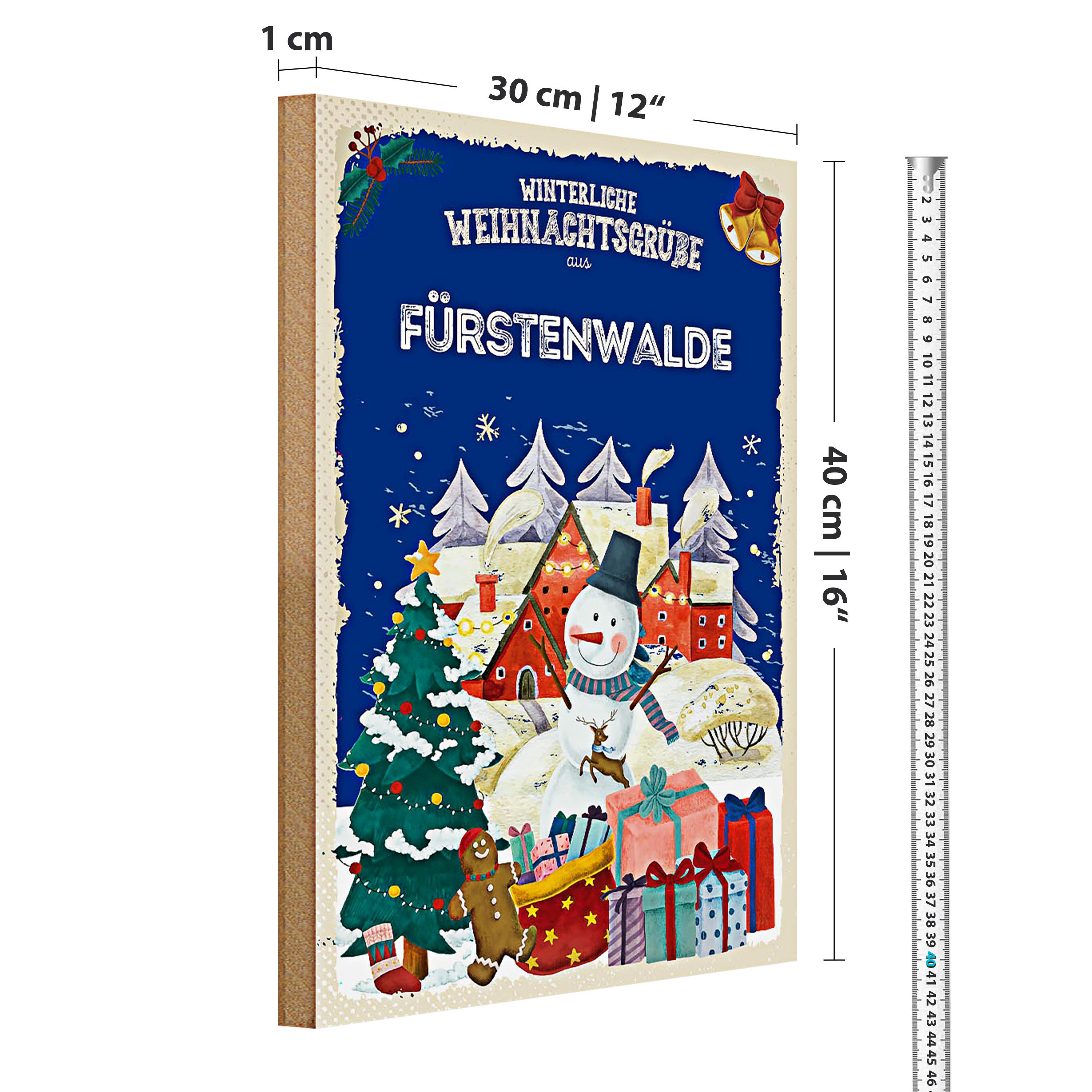 Roomando Holzbild Weihnachtsgrüße FÜRSTENWALDE 30x40cm