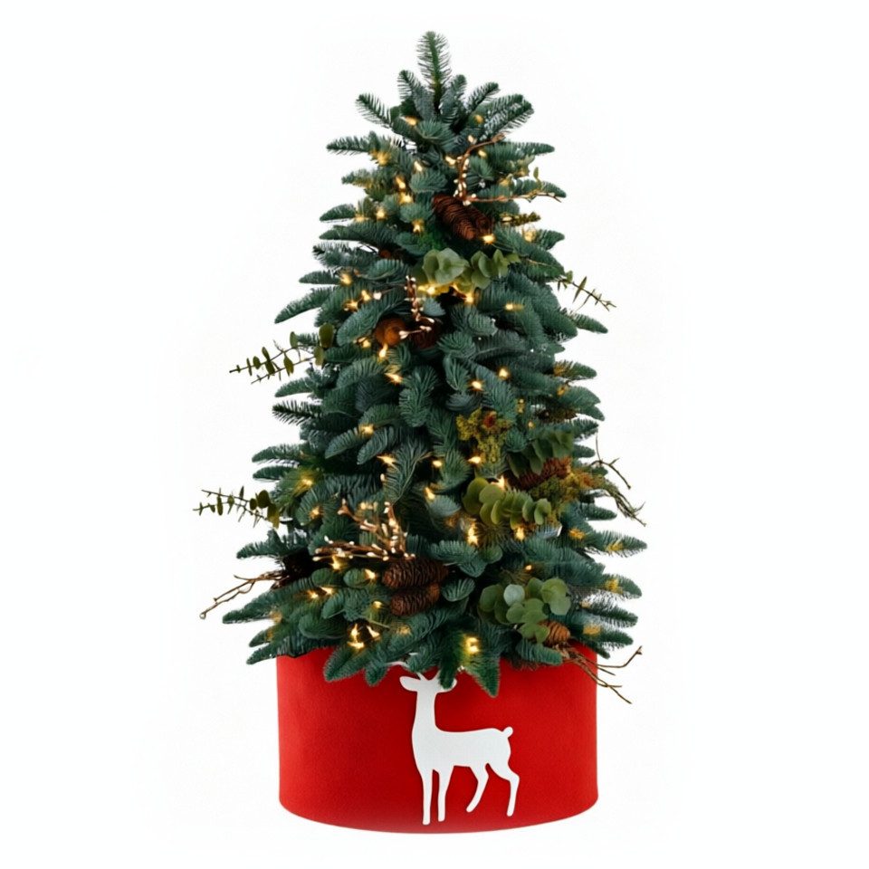 Bomiclss Weihnachtsbaumdecke Filz-Rentier-Weihnachtsbaumdecke, Weihnachtsbaum-Abdeckung, Filz-Weihnachtsbaumdecke, Mini-Weihnachtsbaum-Dekorationsmatte