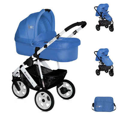 Lorelli Kombi-Kinderwagen Kinderwagen 2 in 1 Monza, Luftreifen, Wickeltasche, Babywanne, Sportsitz