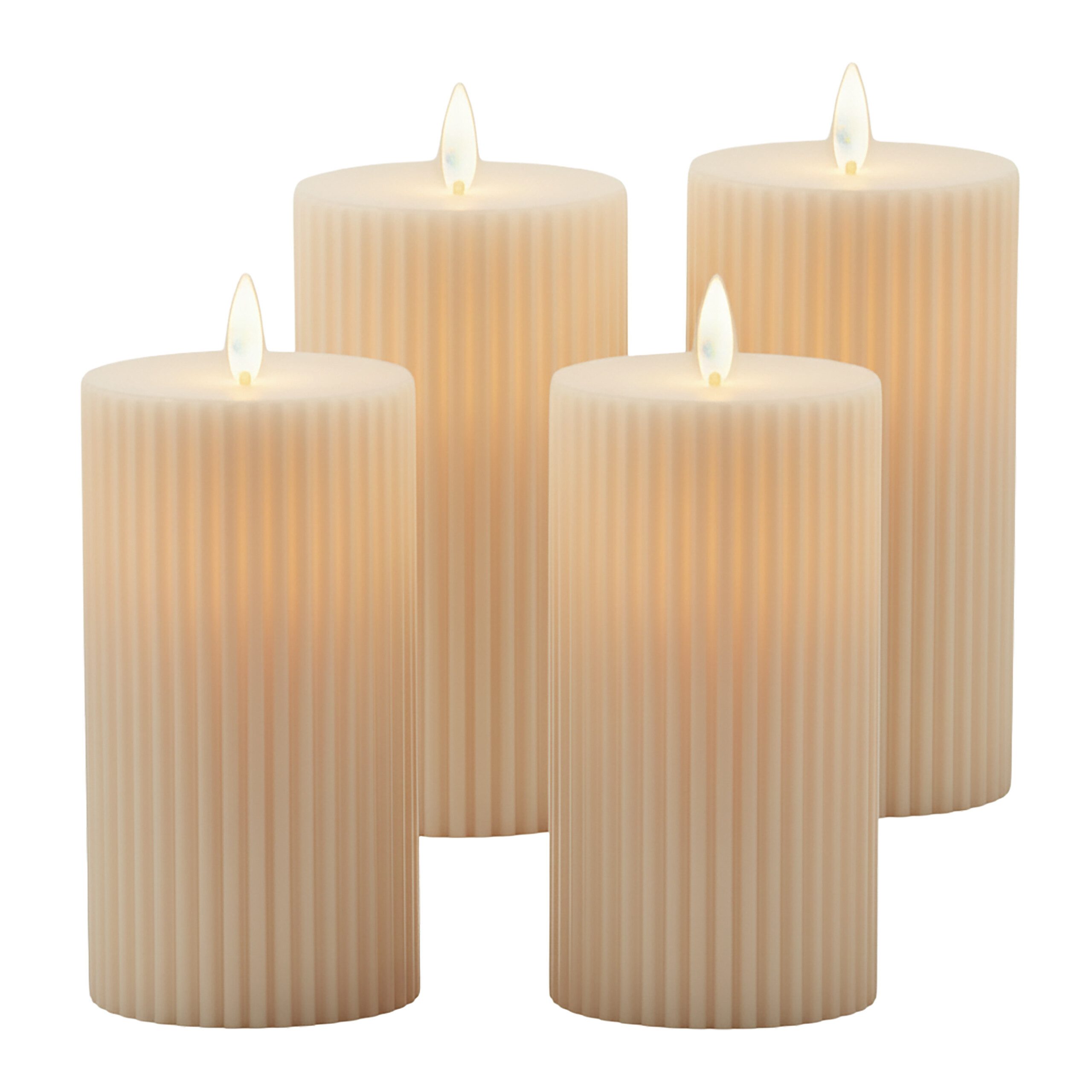 relaxdays LED-Kerze 4er Set, Flackernde Flamme, LED, Warmweiß, Champagner