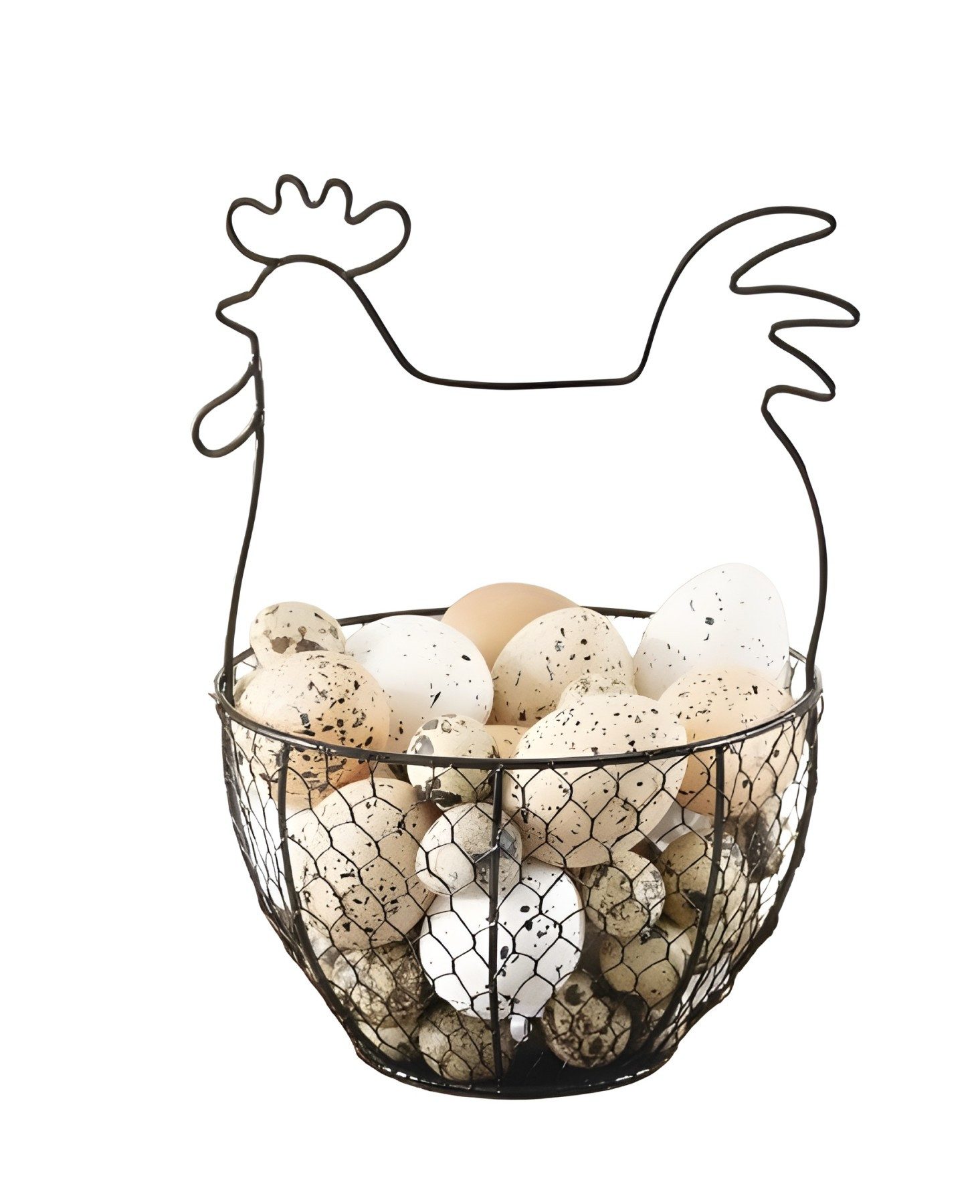 Eierkorb "Henne" schwarz, Ø 17 cm, Eier Sammelkorb, Tischdeko für Ostern aus