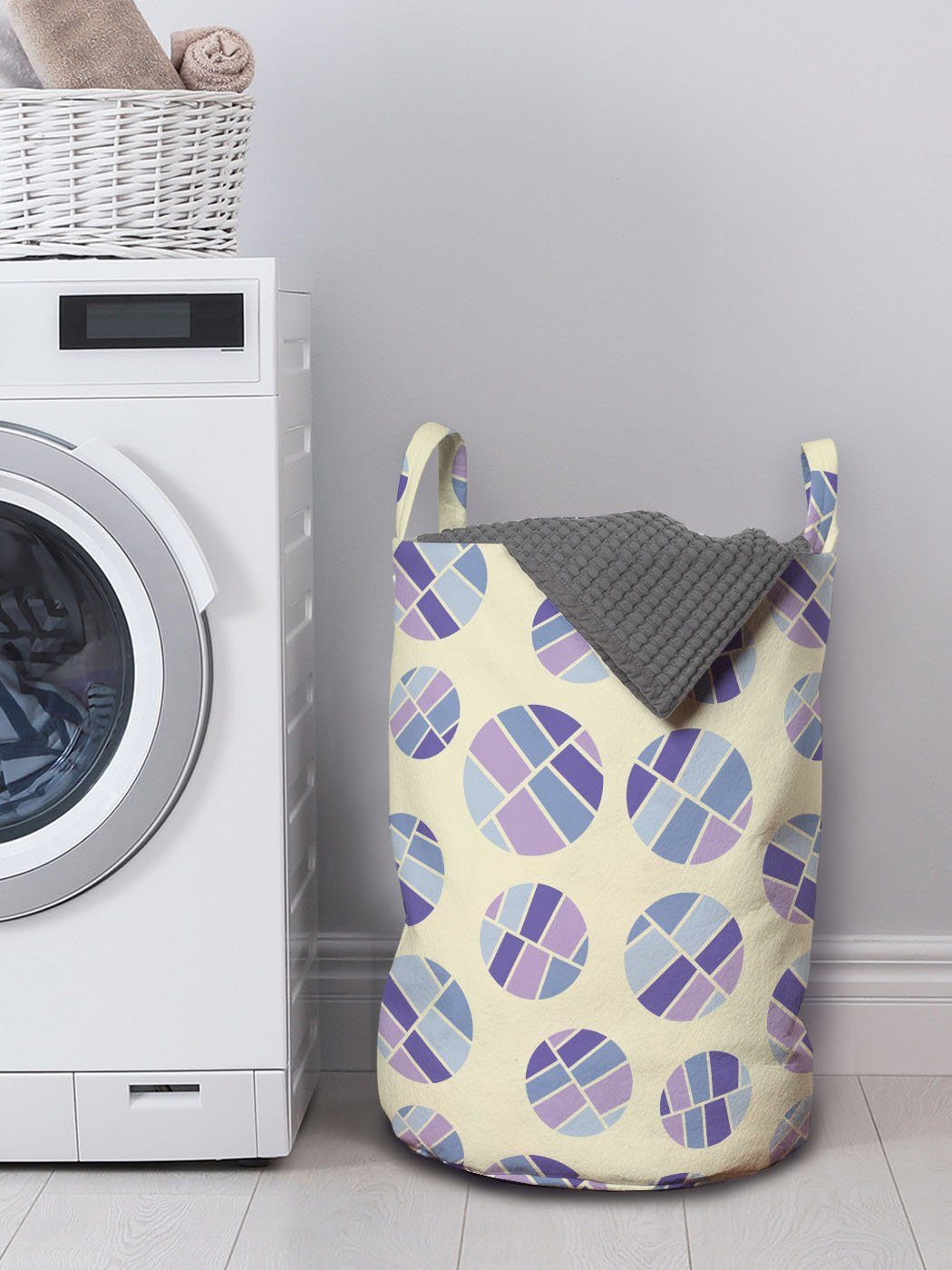 Kordelzugverschluss mit Wäschekorb Waschsalons, mit Wäschesäckchen Abakuhaus Griffen Rectangles Runden Geometrisch für