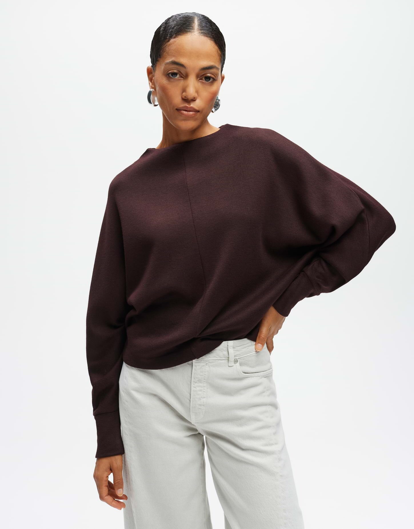 someday Sweatshirt Utibby detail aus weichem Viskose Mix Weite Passform mit langen Fledermausärmeln