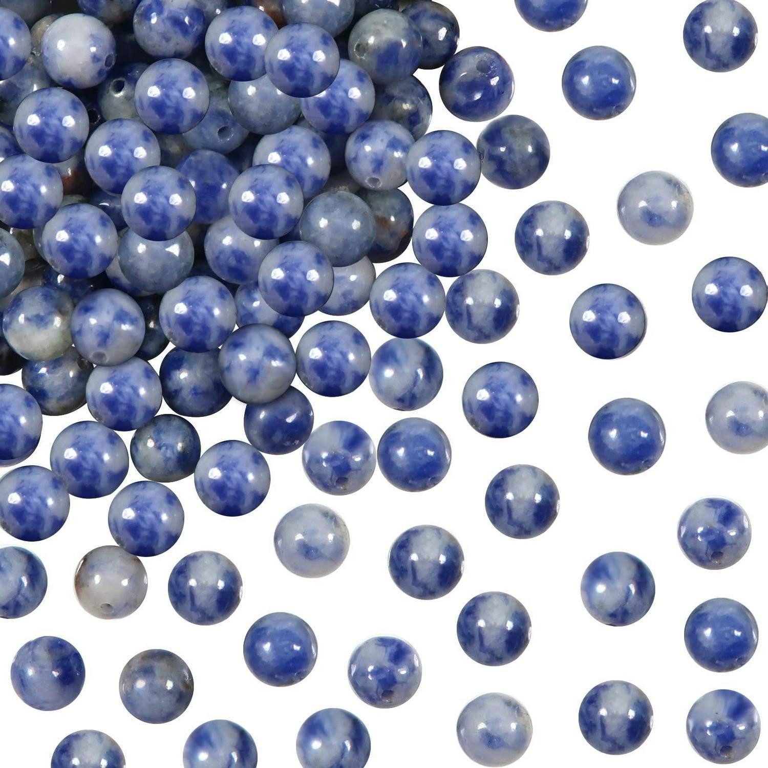 LuxusKollektion Bastelperlen Natursteinperlen 8mm blau 100 Stück, (100-tlg)