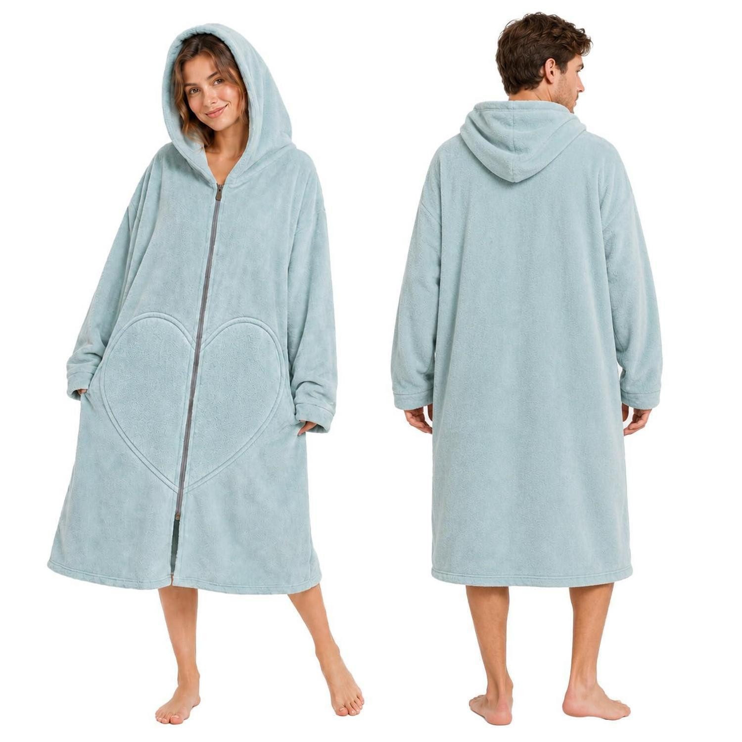 LuxusKollektion Kapuzenhandtuch Surf Poncho mit Kapuze & Reißverschluss Blau, (1-St)