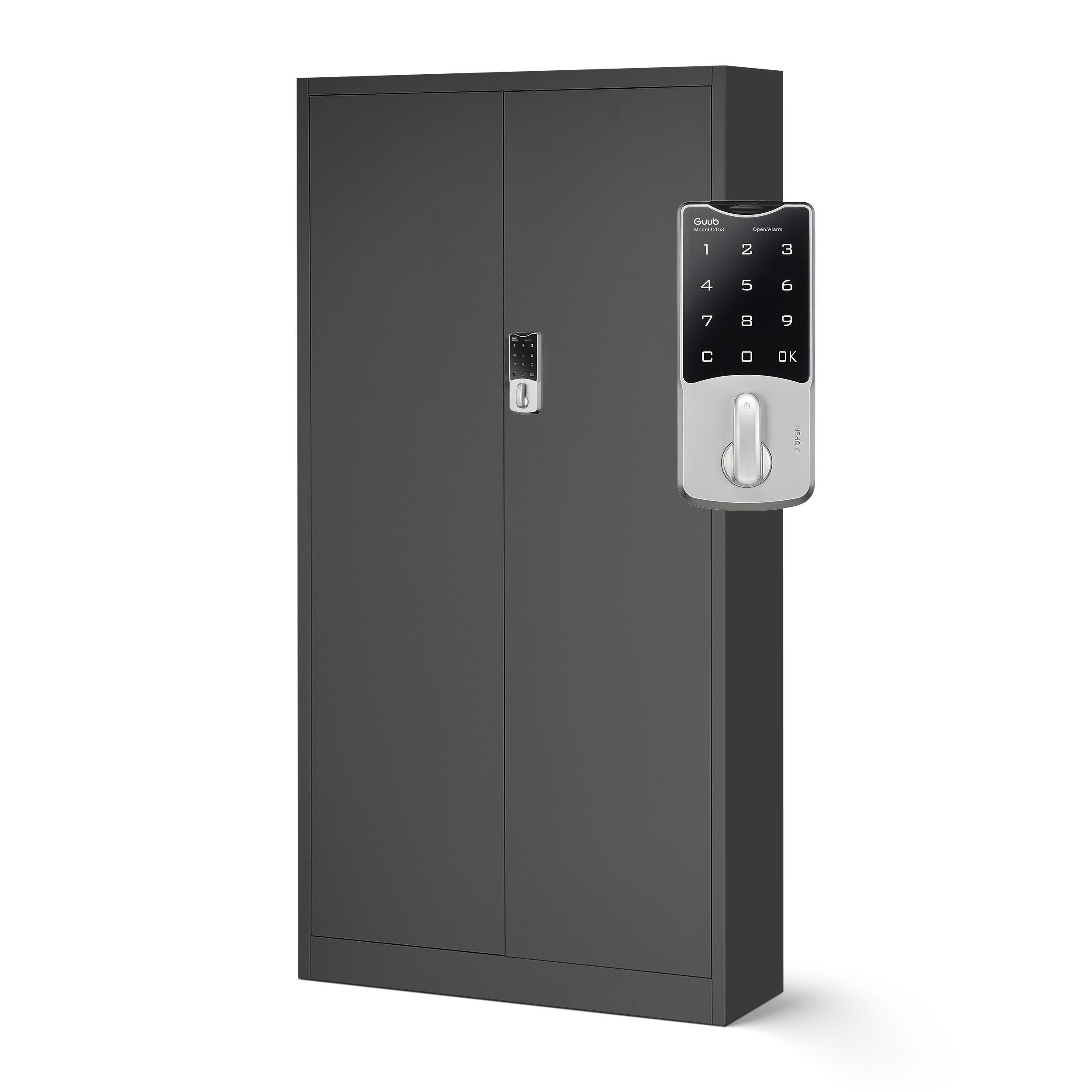Jan Nowak Aktenschrank Metall Büroschrank Zahlenschloss 90 cm DANIEL 4 Böden Stahl (Aktenschrank Büro Kanzlei Praxis ohne Schlüssel Kombinationsschloss, Stahl 0,6 mm 185 x 90 x 40 cm Wandmontage robust langlebig) Pulverbeschichtet 50 Ordner 13 Farben