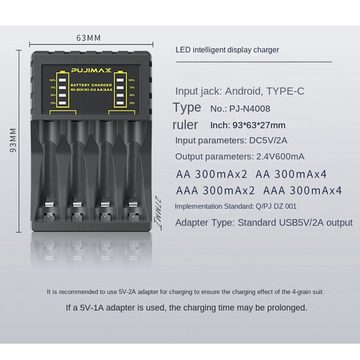 IBETTER USB-Akkuladegerät AA/AAA Akkus mit Einzelschachtladun Akku-Ladestation Akku-Ladestation