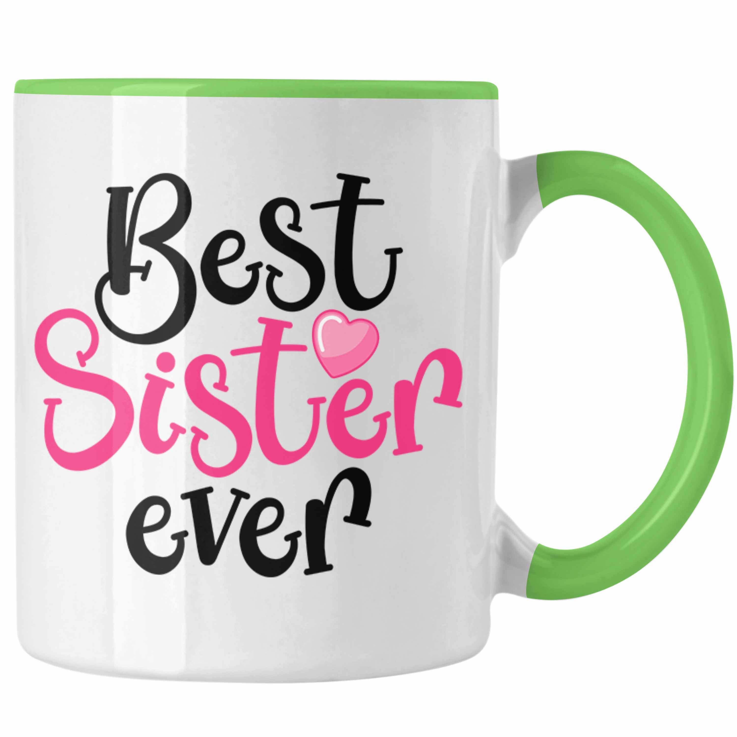 Trendation Tasse Trendation - Best Sister Grün Geschenkidee Beste Schwester für Geburtstag Geschenk Schwester Tasse Ever