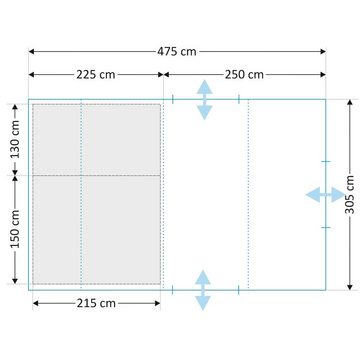 CampFeuer Tunnelzelt Zelt TunnelX für 4 Personen, Grau / Blau, 5000 mm Wassersäule, Personen: 4