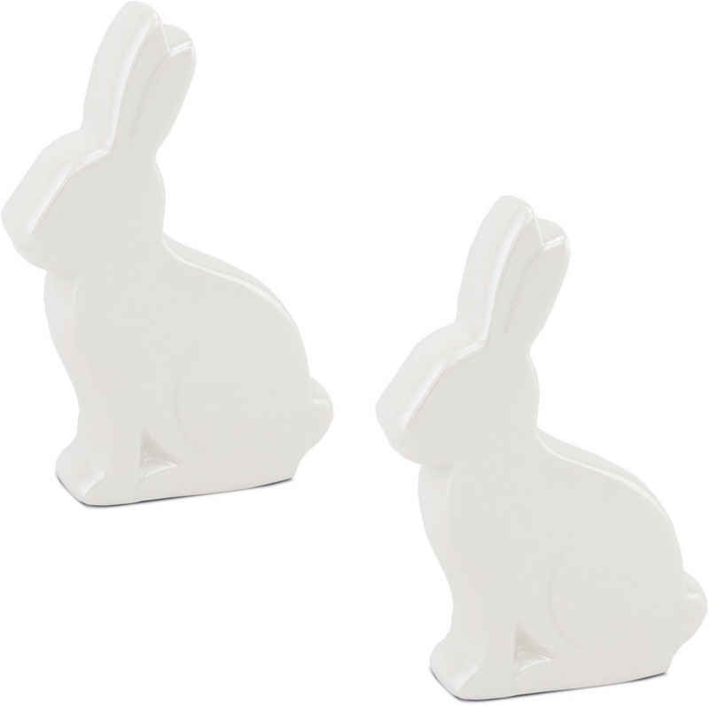 RIFFELMACHER & WEINBERGER Osterhase Hasenfiguren, sitzend, aus Porzellan, weiß (Set, 2 St), Frühjahrsdeko, Dekofigur, Hase, Ostern, Osterdekoration