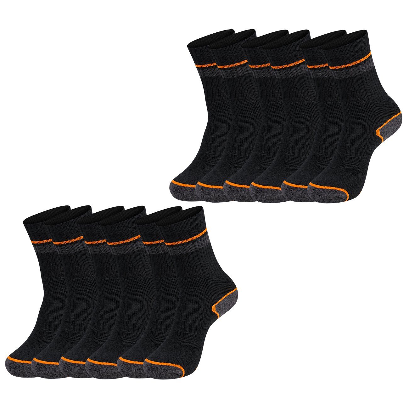 Black+Decker Sportsocken Black & Decker Essential Crew (6-Paar) Work Arbeitssocken im 6er 9er 12er Pack 6 Paar Grey/Black