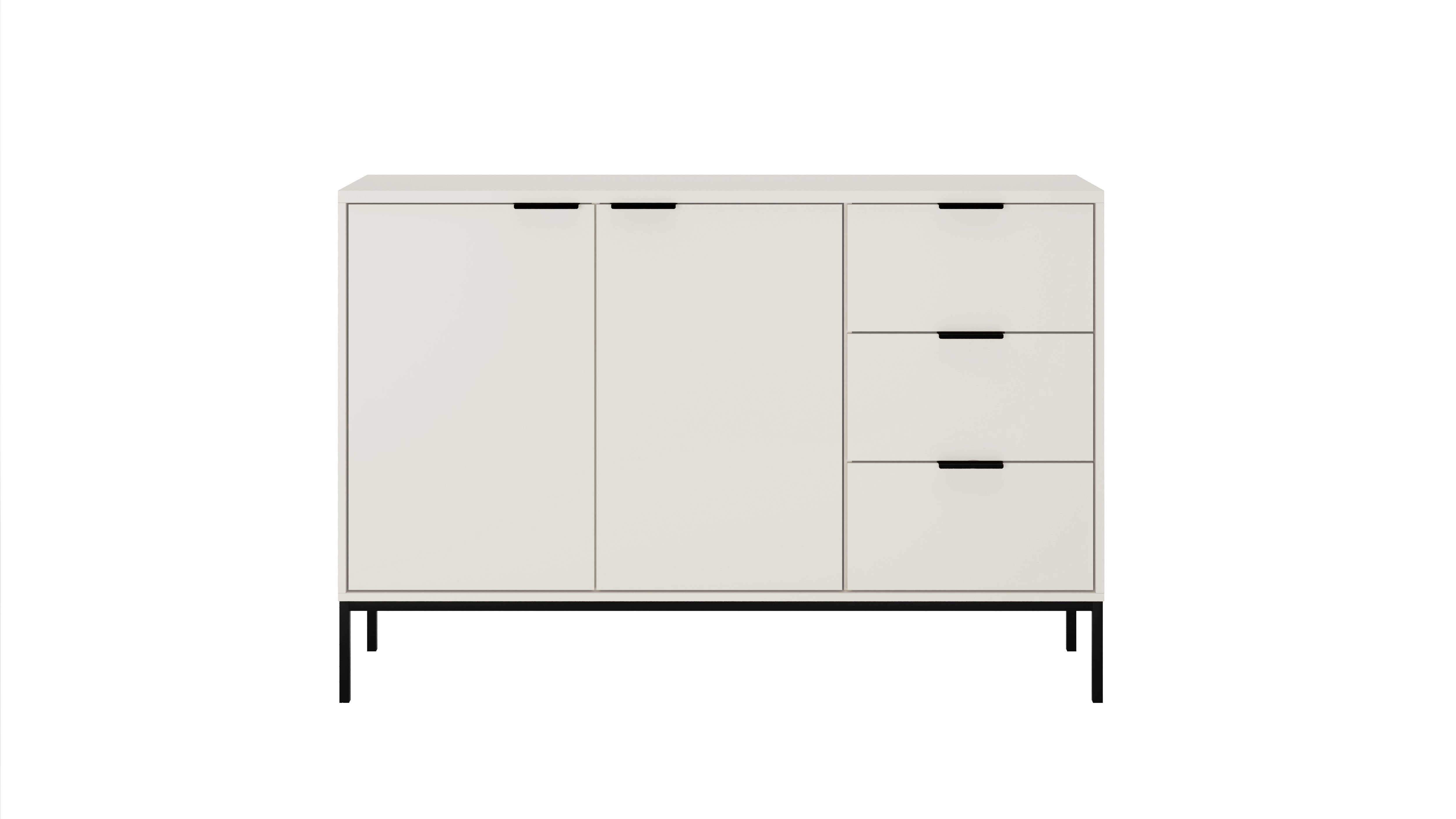 Raumhirsch Furniture Kommode Austin 150x40x100 cm (Einzelmöbel, Kommode mit 2 Türen & 3 Schubladen), hochwertige Verarbeitung, ABS-Kanten, elegante Metallgriffe