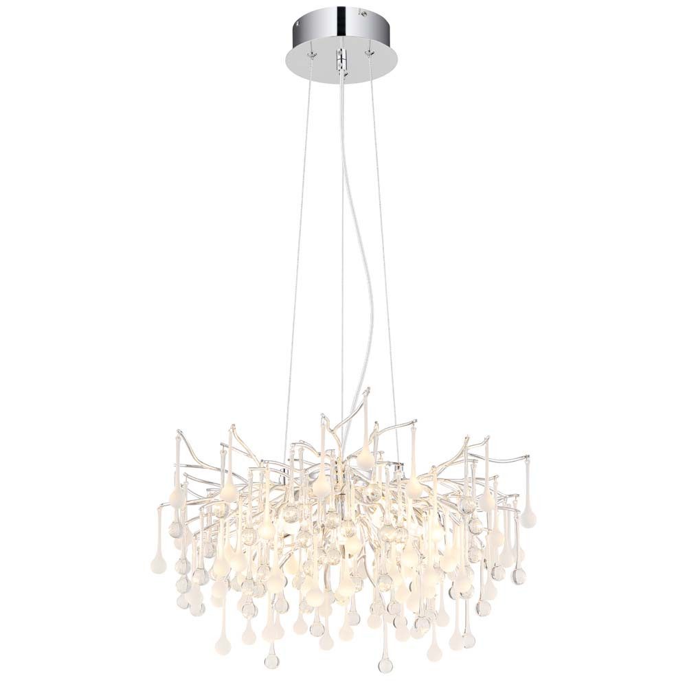 GLOBO LIGHTING Kronleuchter, Leuchtmittel nicht inklusive, Kronleuchter Hängeleuchte Metall verchromt Glaskristalle H 150 cm
