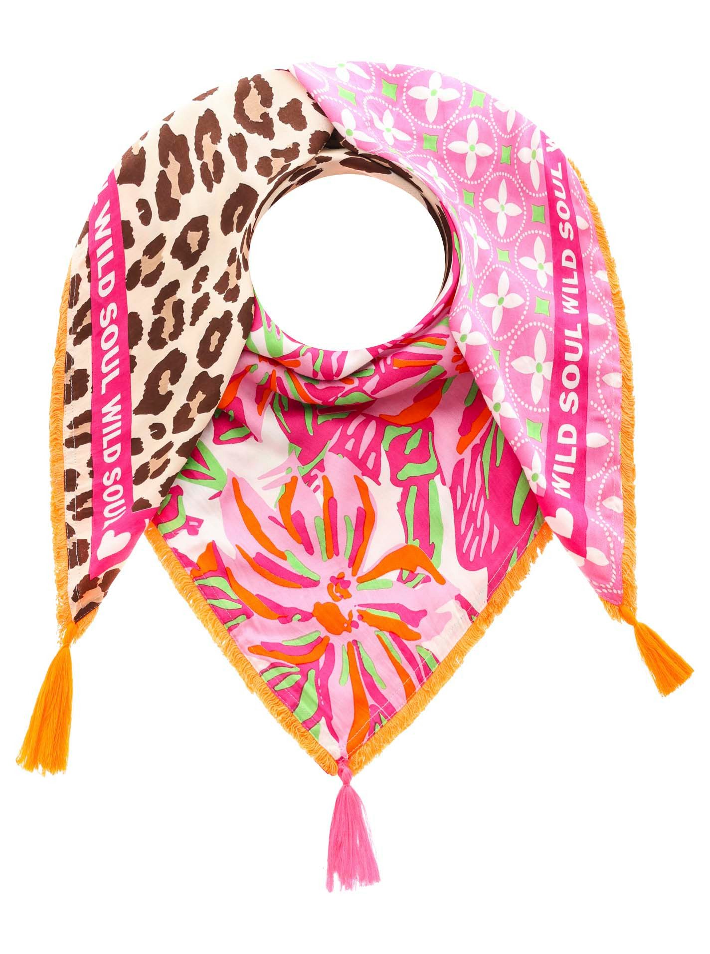 Zwillingsherz Modetuch, mit Allover-Print, Tasseln und kleiner Fransenkante günstig online kaufen