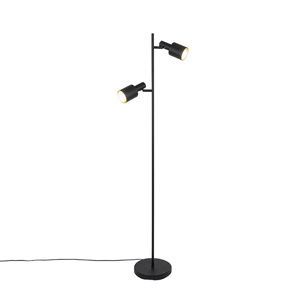 Qazqa Stehlampe Stijn, Dimmbar, LED wechselbar, Extra-Warmweiß, QAZQA Stehlampe, e27, Schwarz, Stahl, Modern