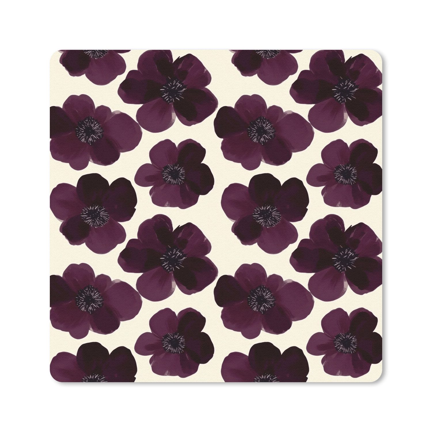 MuchoWow Mauspad Blumen - Aquarell - Lila (1-St), Mousepad, Schreibtisch Zubehör, Deko, 20x20 cm