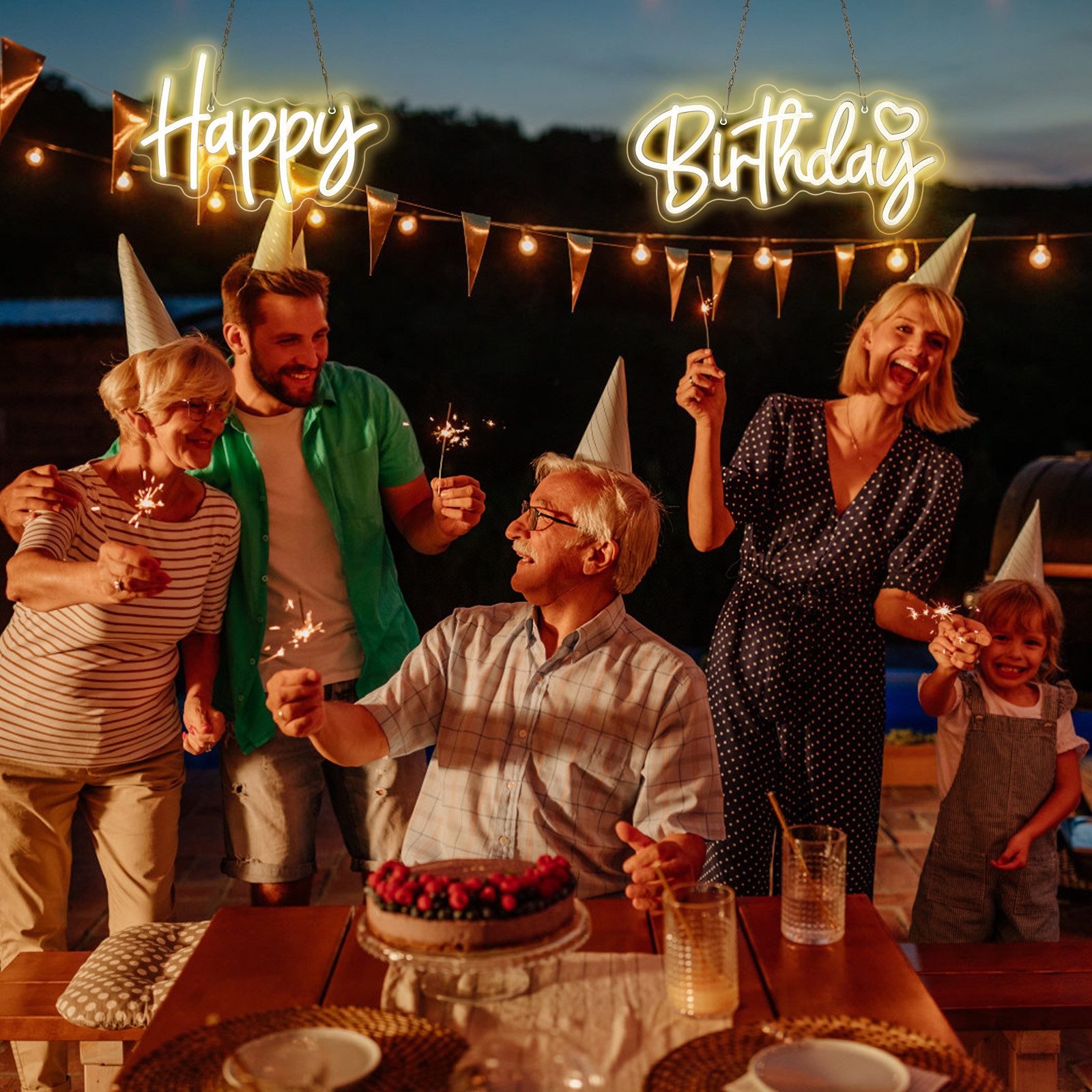 MUPOO Dekolicht LED Dekolicht,Happy Birthday Neon Schild Dimmbar,Zwei-Pack, günstig online kaufen