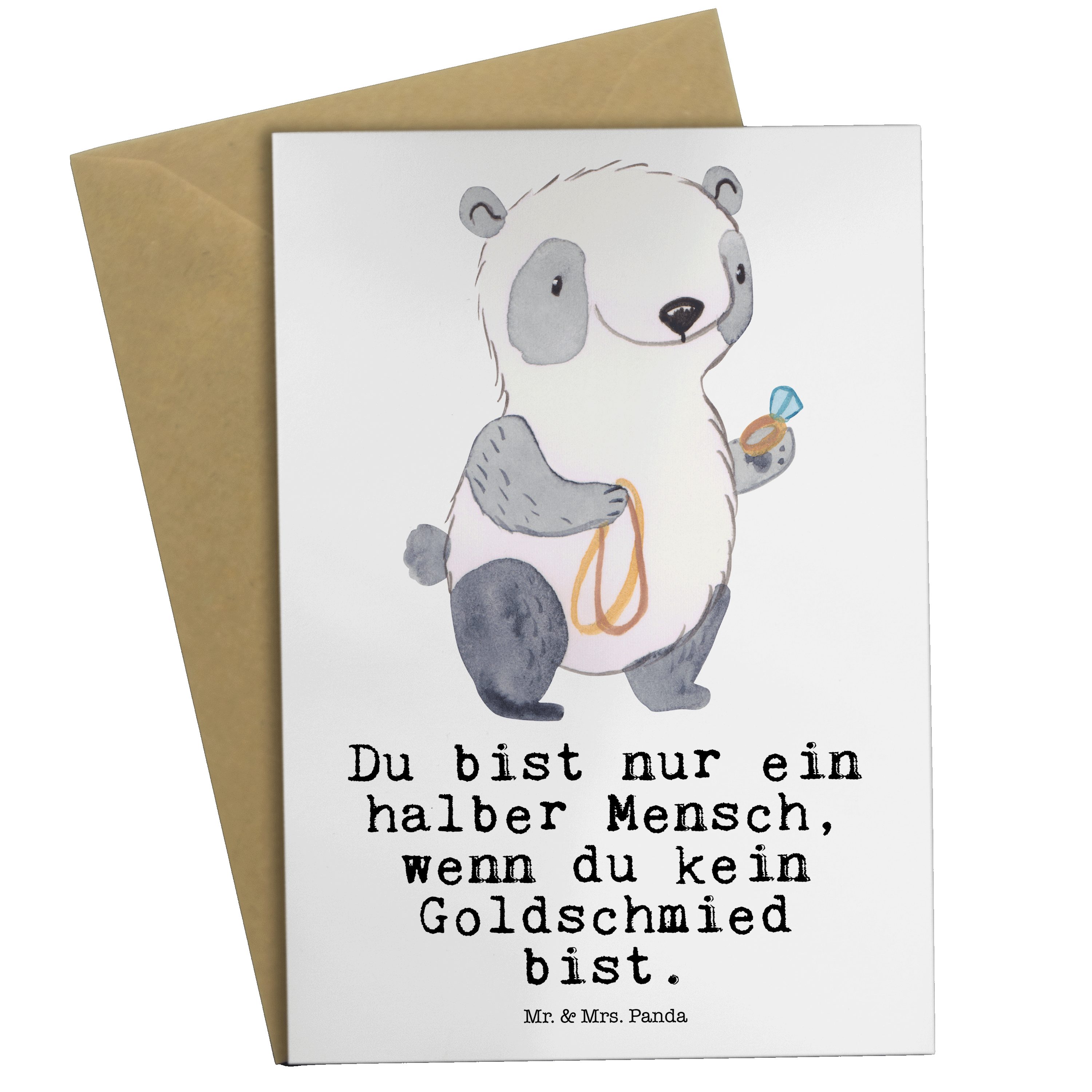 Geschenk, Herz Mr. Panda Weiß & Goldschmied Geburtstagskarte, - Mrs. Grußkarte - Mitarbeiter mit