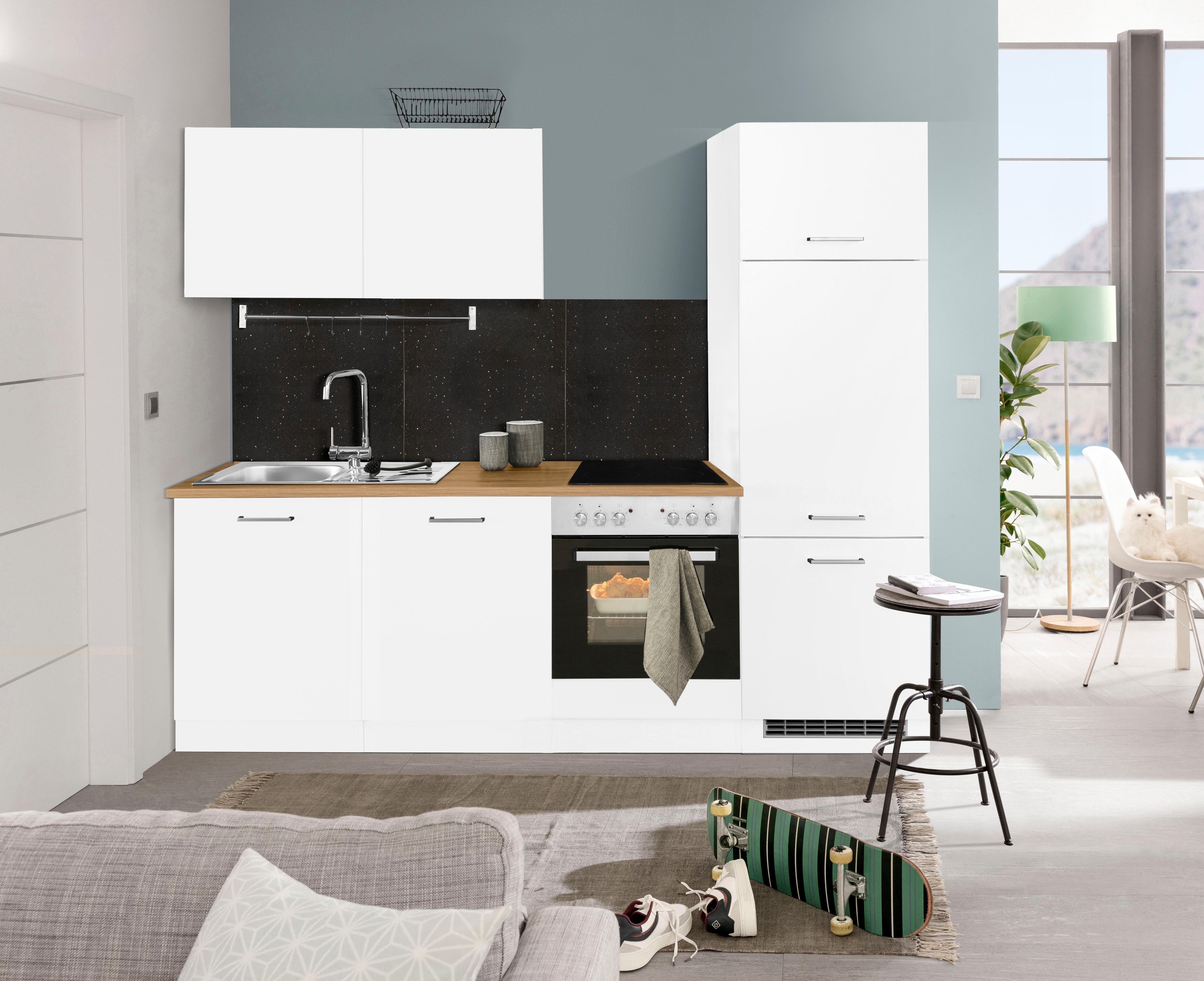 KOCHSTATION Küchenzeile KS-Kehl, ohne E-Geräte, Breite 240 cm, für Kühlschrank und Geschirrspüler