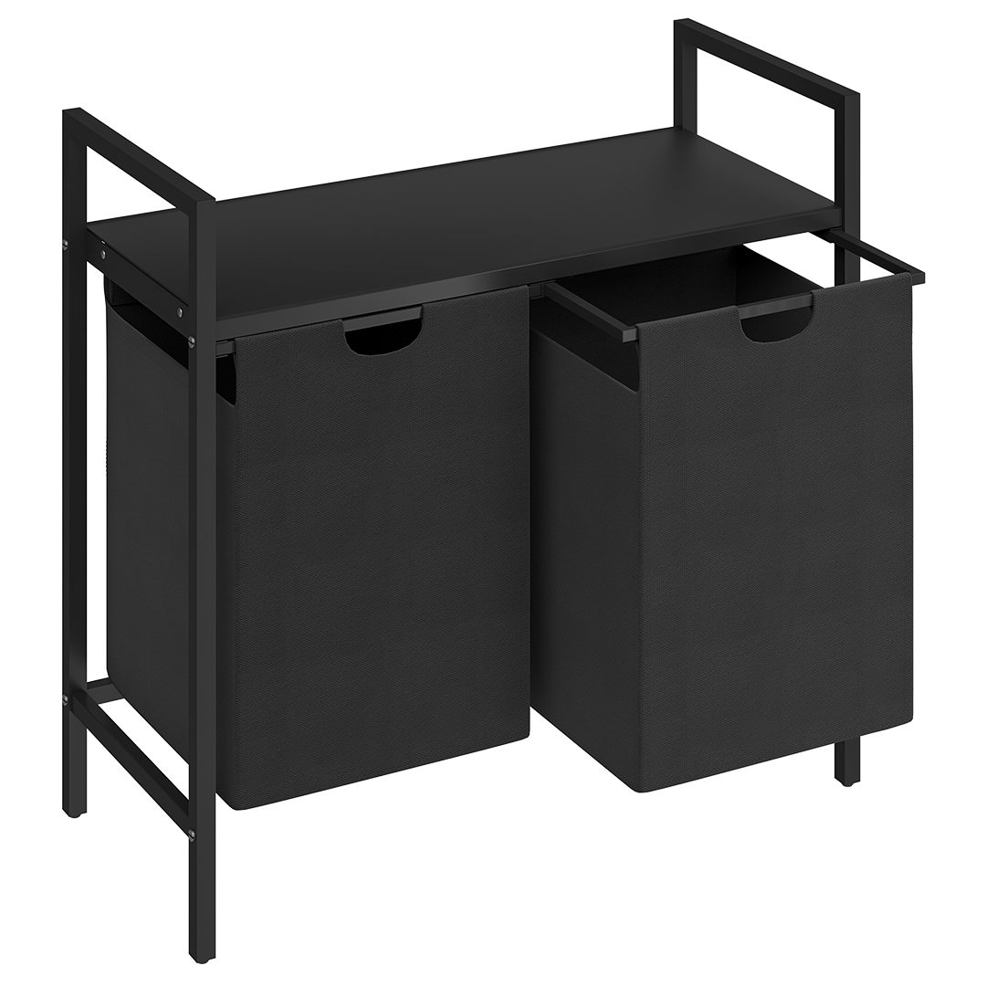 STEELSØN Wäschekorb Rigil aus Metall (2 Fächer (90 L) mit 1 MDF-Ablage, sch günstig online kaufen