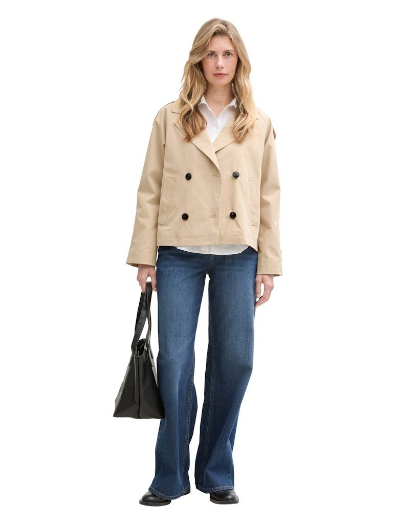 TOM TAILOR Blouson short trenchcoat soft taupe beige