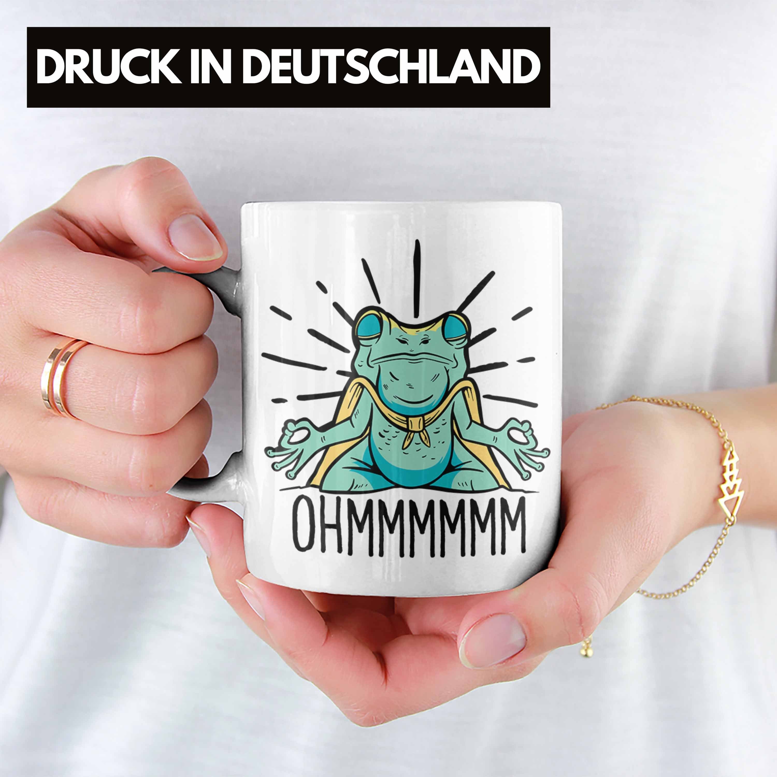 Frosch Tasse Trendation Tasse meditationsbegeisterte Mediration Geschenk Weiss Meditiere für