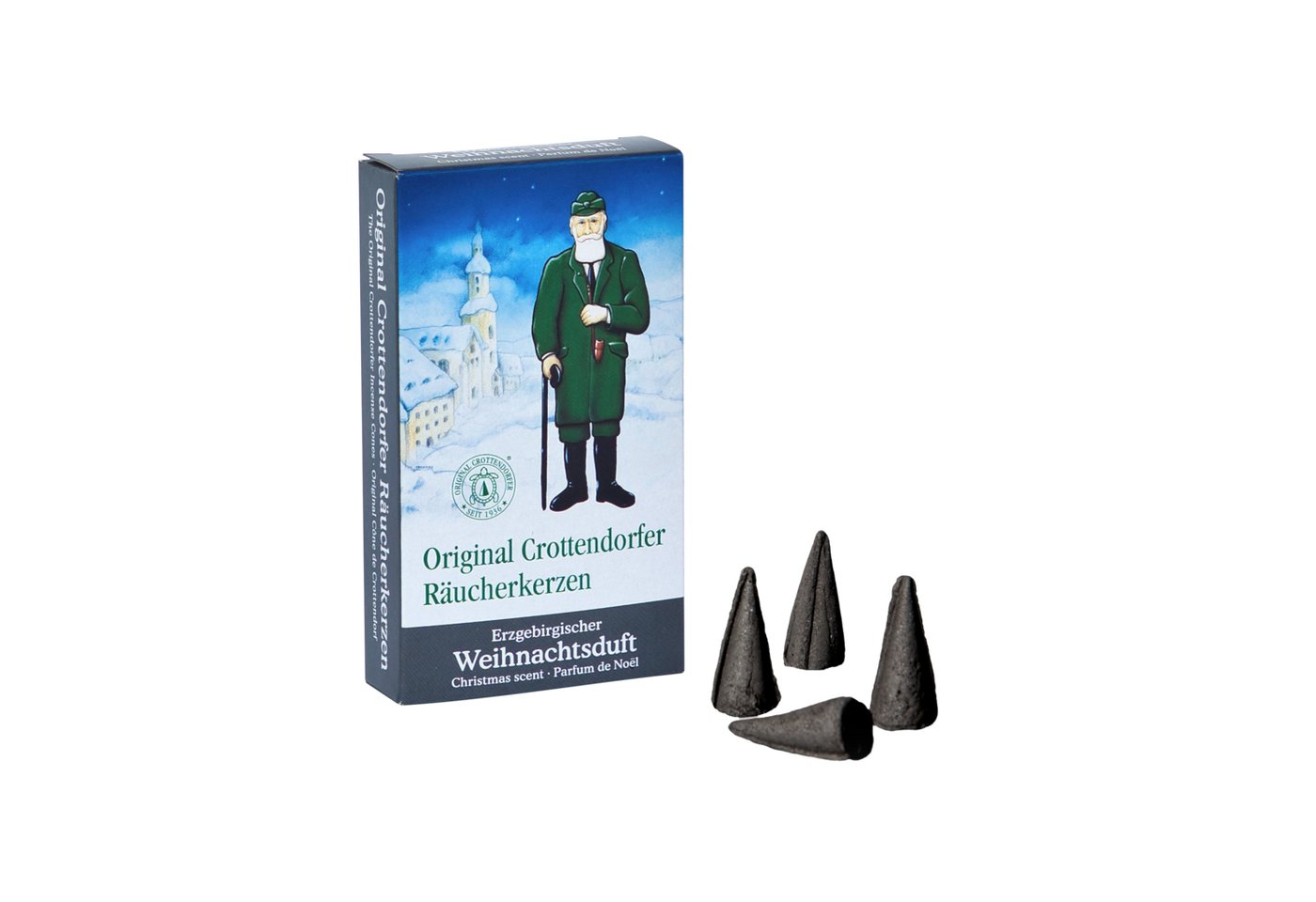 Crottendorfer Räucherkegel Original Crottendorfer Räucherkerzen Duft-Auswahl Weihnachtsdüfte (24 Stück pro Packung), Original Erzgebirge