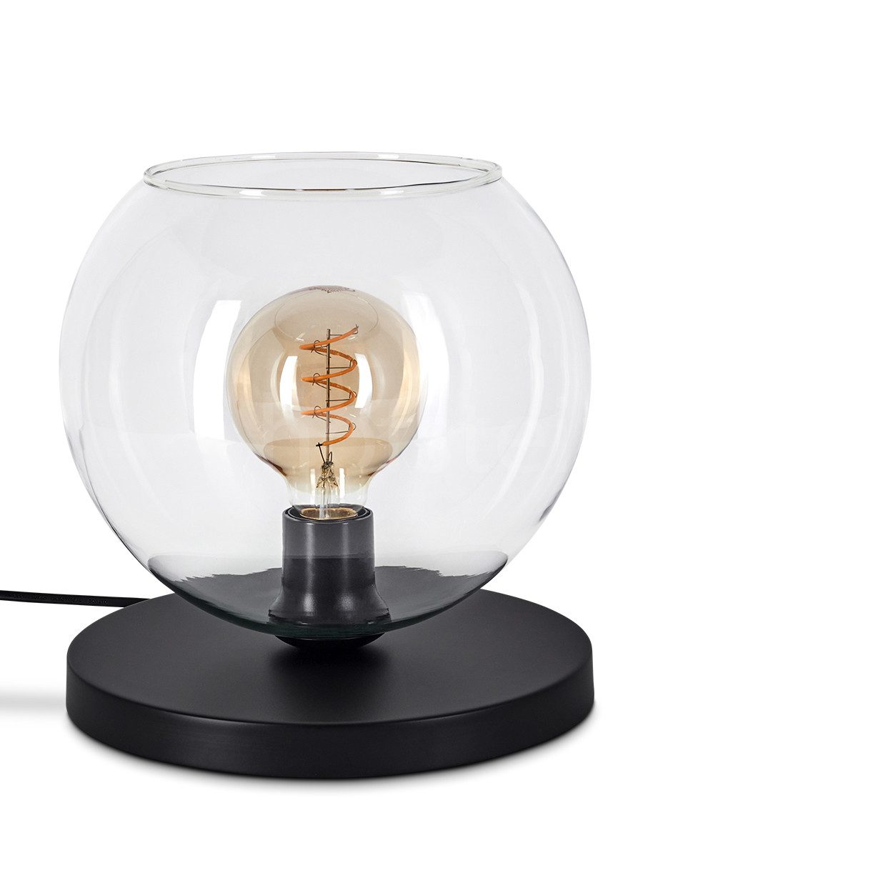 Tischleuchte Tischlampe aus Metall/Glas in Schwarz/Klar