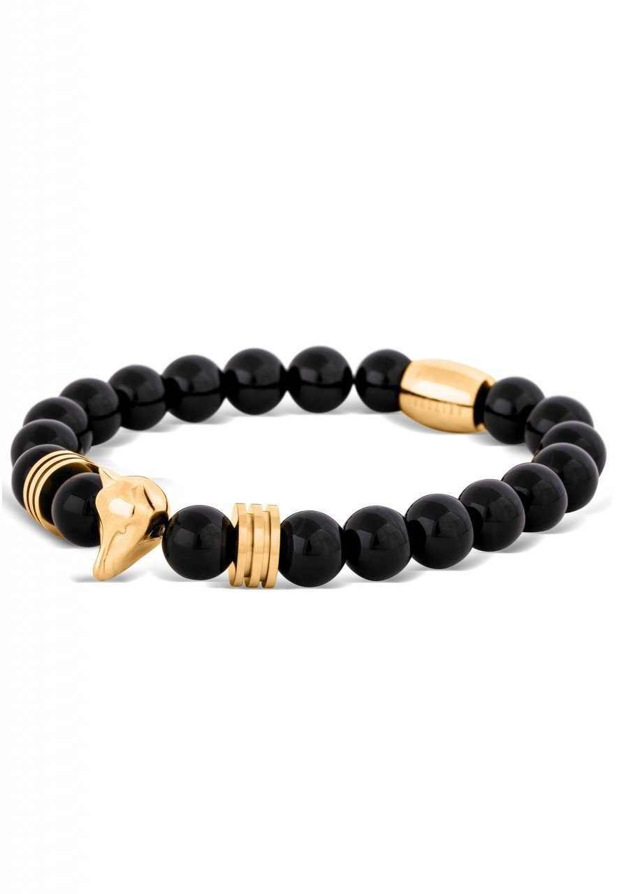 Armband Obsidius Beaded Armband Gold - Schwarz 20cm
