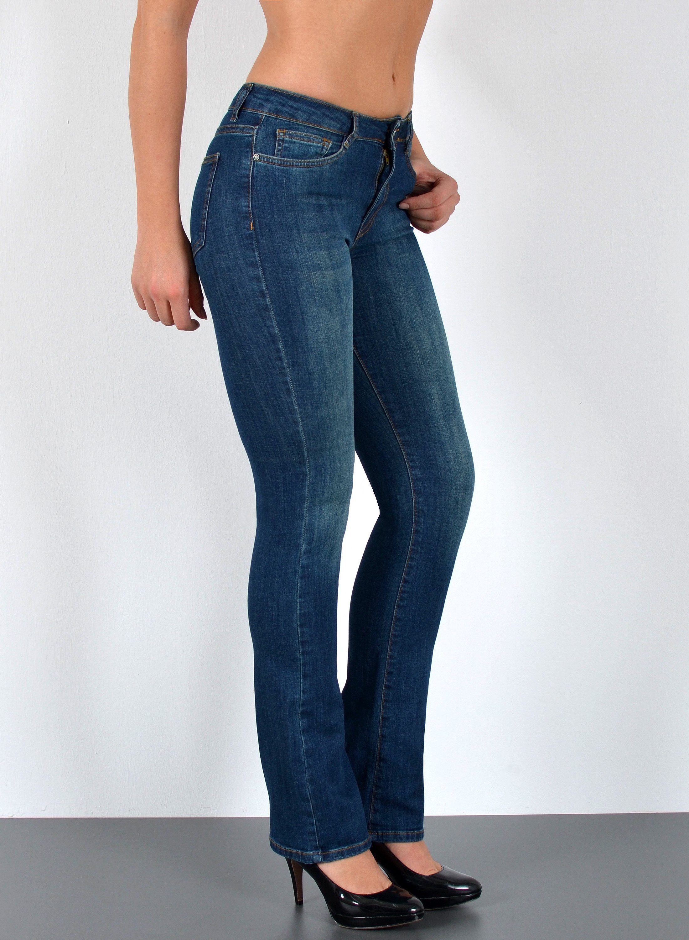 ESRA Bootcut-Jeans Damen Bootcut Jeans High Waist Schlaghose weite Jeans bi günstig online kaufen
