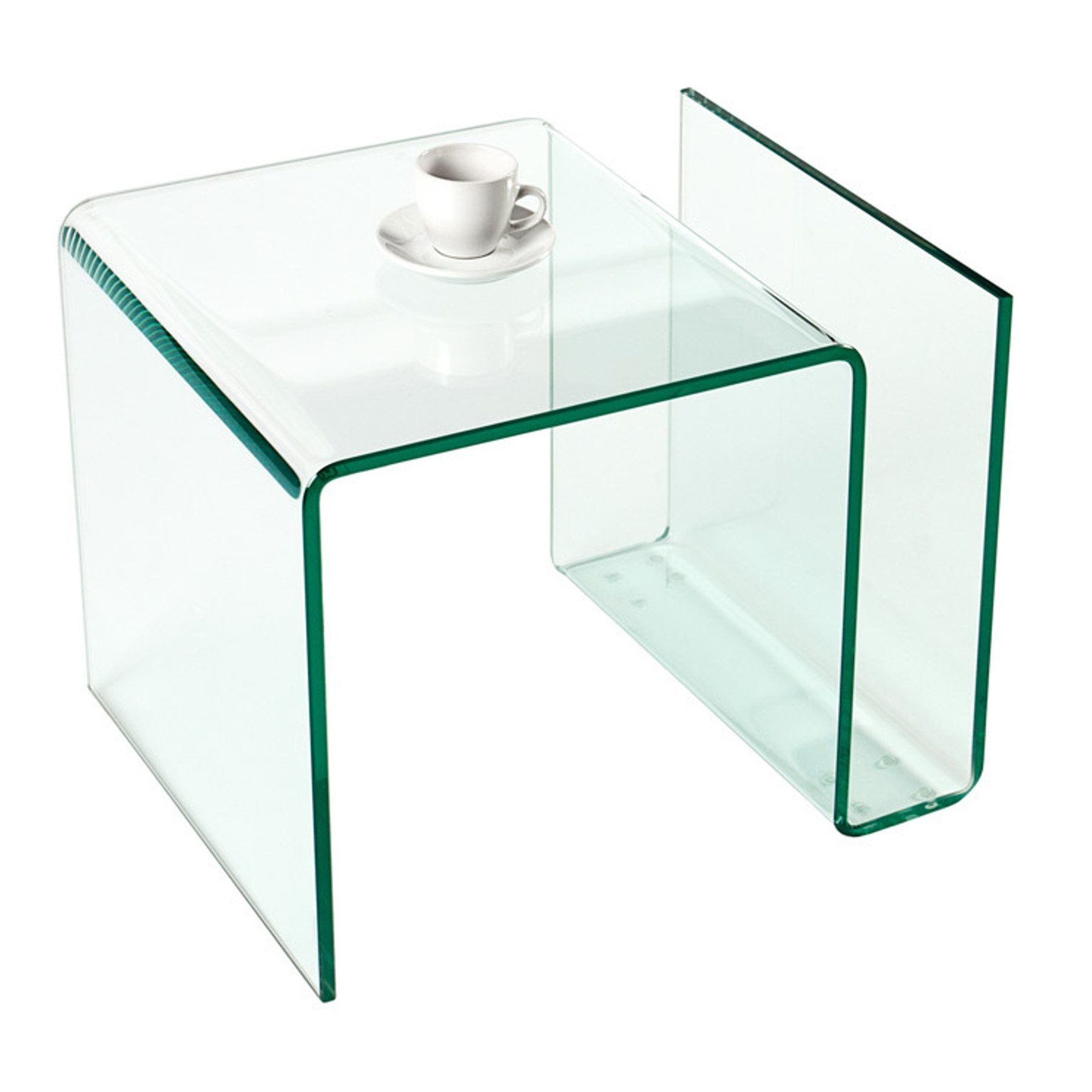 riess-ambiente Couchtisch FANTOME 50cm transparent, Wohnzimmer · eckig · Glas · mit Ablagefach