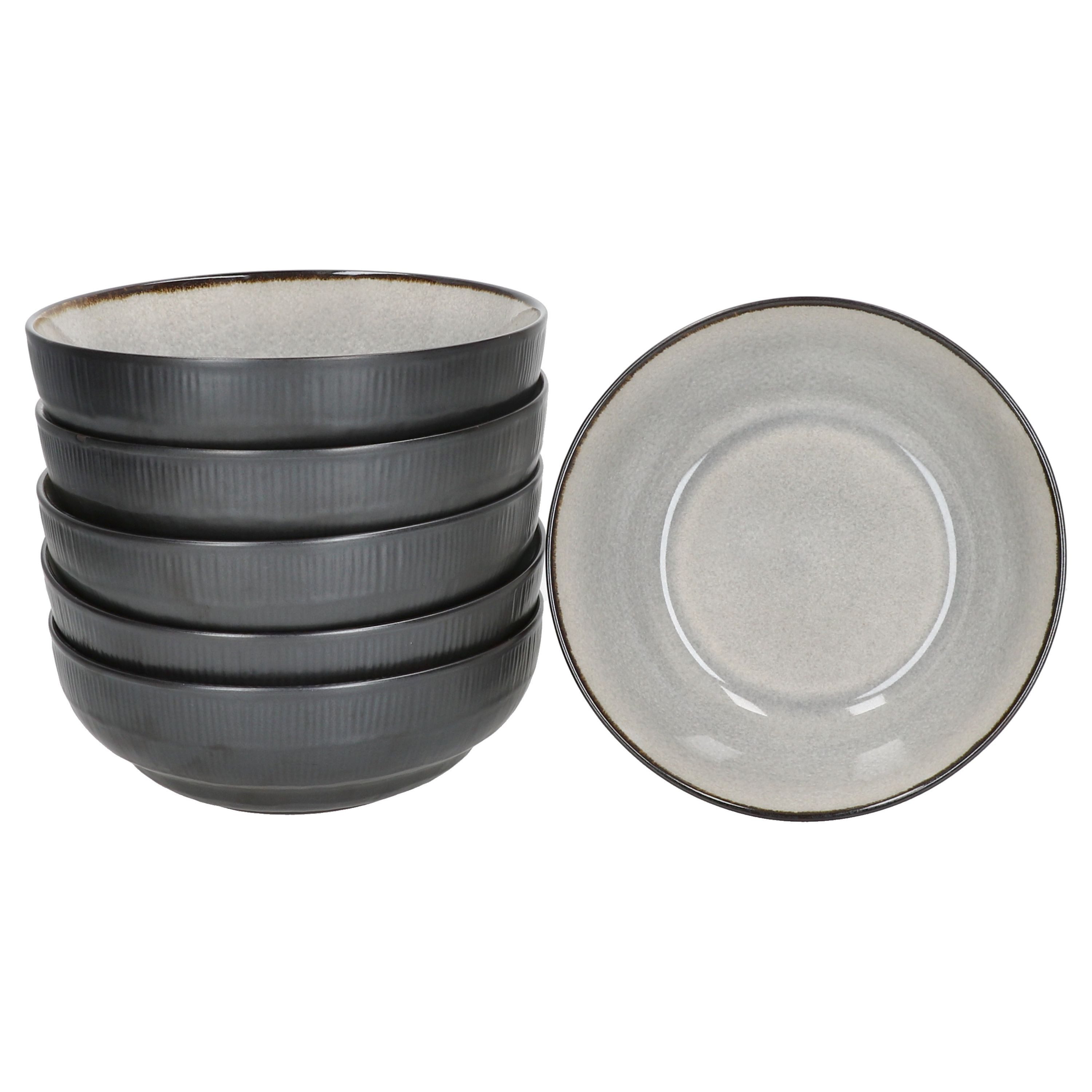 MamboCat Servierschale 6x Reactive Glaze Dark Cement Bowl-Schale 500ml Schüssel Grau, Steingut