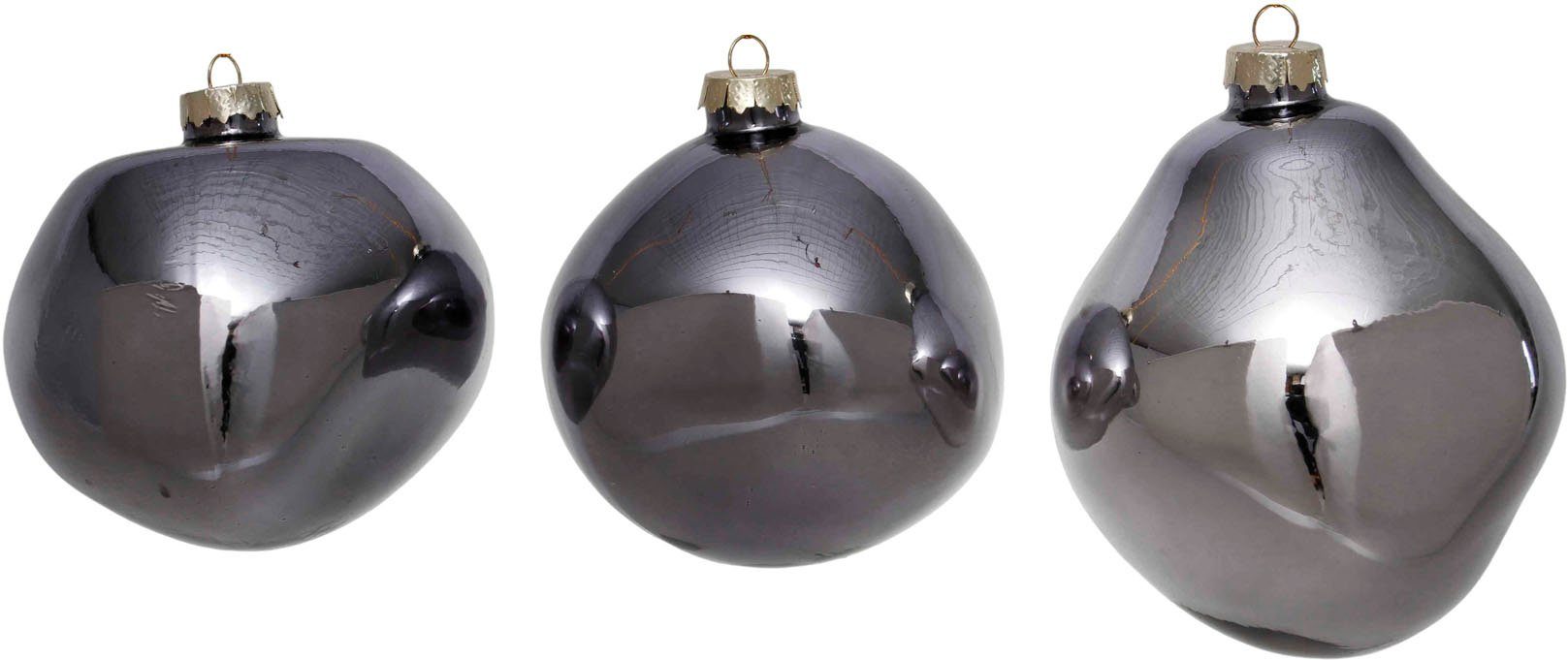 Christbaumkugeln glänzend, (3 Weihnachtsbaumkugel Leonique aus St), Form, Baumkugeln Glas Ø Christbaumschmuck, Weihnachtsdeko, in organischer organische Kugeln cm, 10 Birdelle