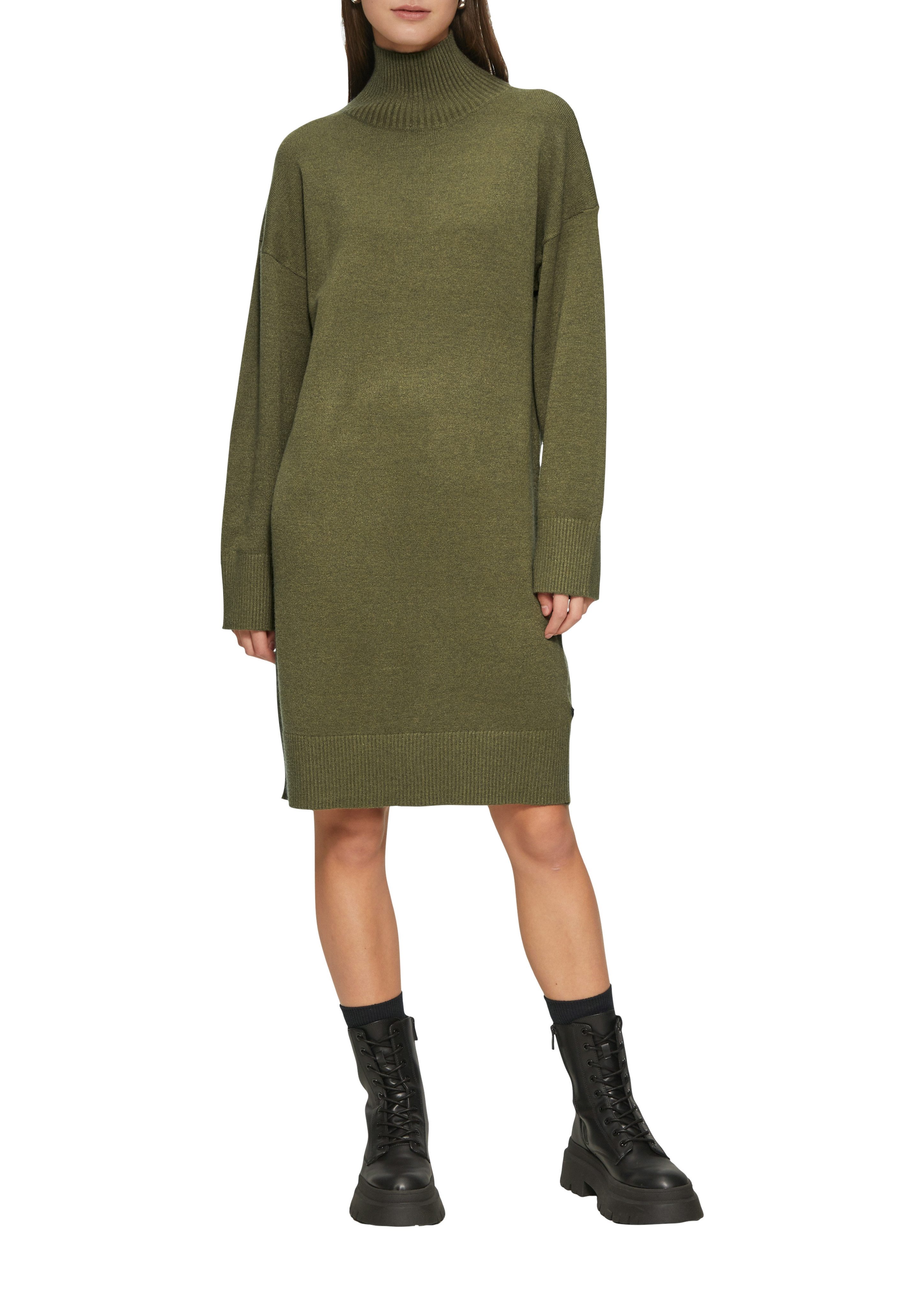 QS Strickkleid mit geripptem Stehkragen günstig online kaufen
