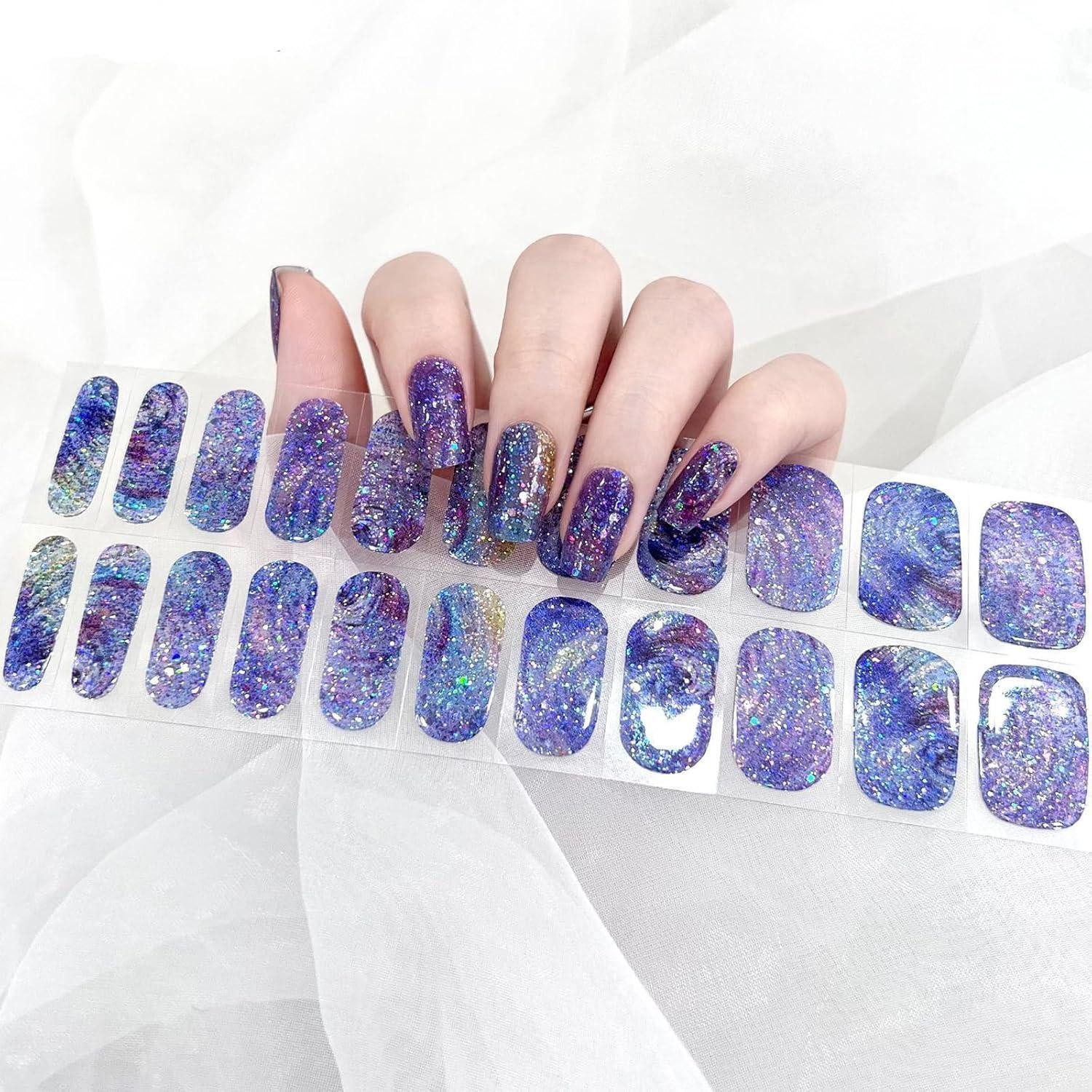 LuxusKollektion Kunstfingernägel Nagelfolie UV härtend Wraps Gel Sky Blue 2