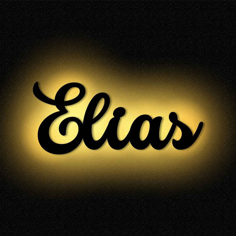 Namofactur LED Dekolicht Name 'Elias' Wand Deko Nachtlicht für Kinder, LED fest integriert, Warmweiß, Leuchtdeko Wandlampe aus MDF Holz für Kinderzimmer