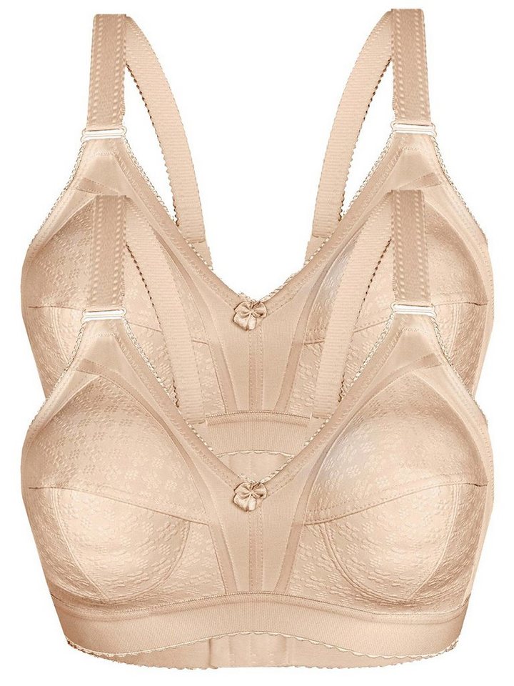 Sassa Set: Soft-BH 2er Sparpack Soft-BH JACQUARD (Spar-Set, 2-tlg) 3-teilige Schnittführung, Uni, Jacquard