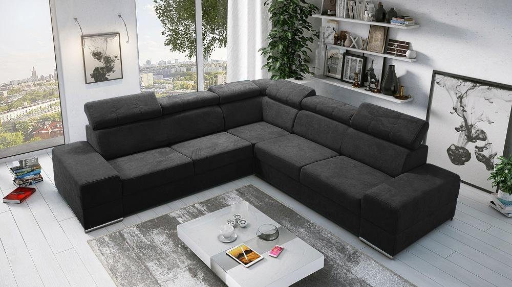 Ecksofa Europe Ecksofa L-Form Schwarz Polster, Ecksofa in Neu Designer Couch JVmoebel Sofa Made