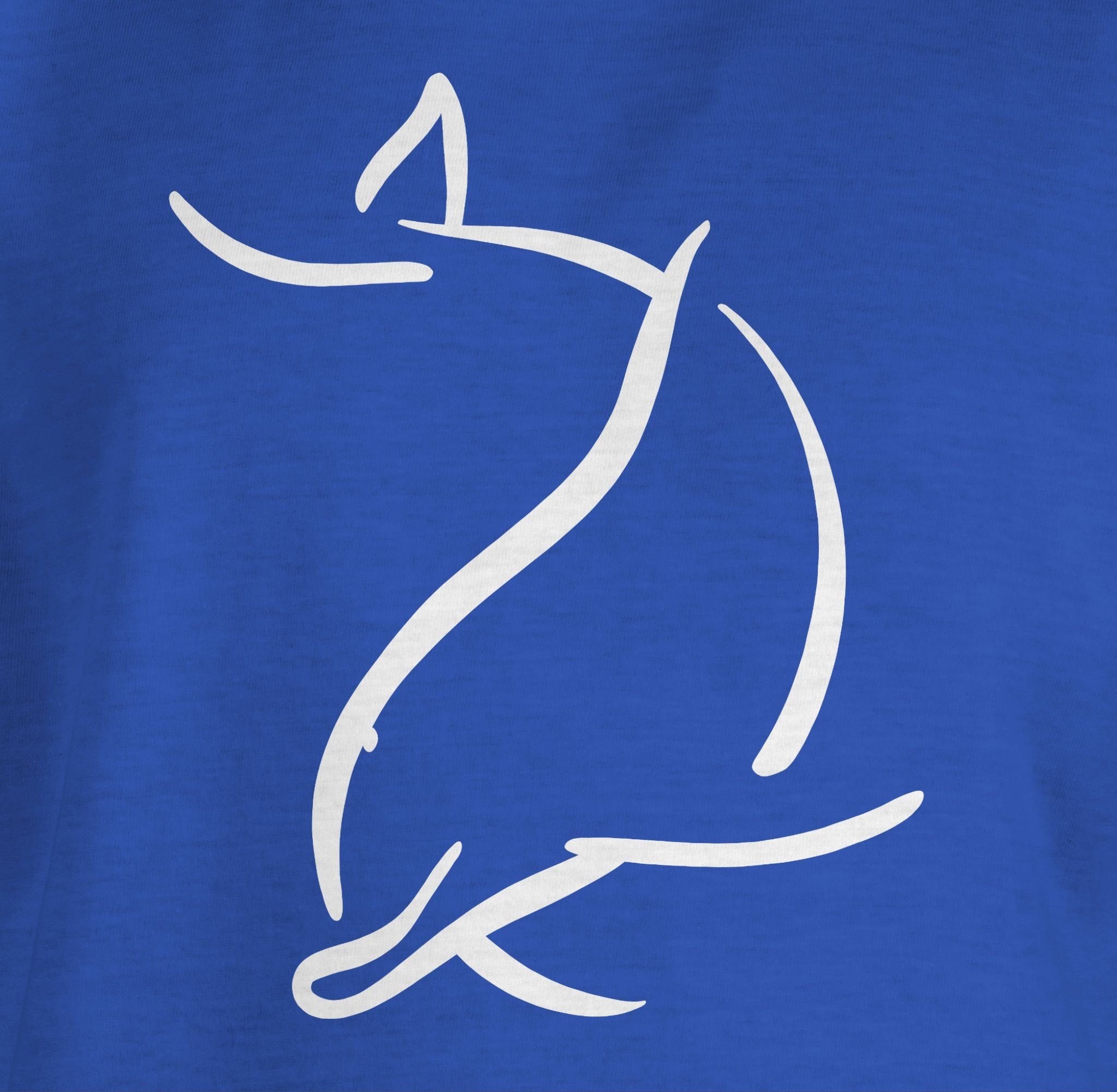 Shirtracer T-Shirt Simpler Delfin Tiermotiv Animal Royalblau 2 Print