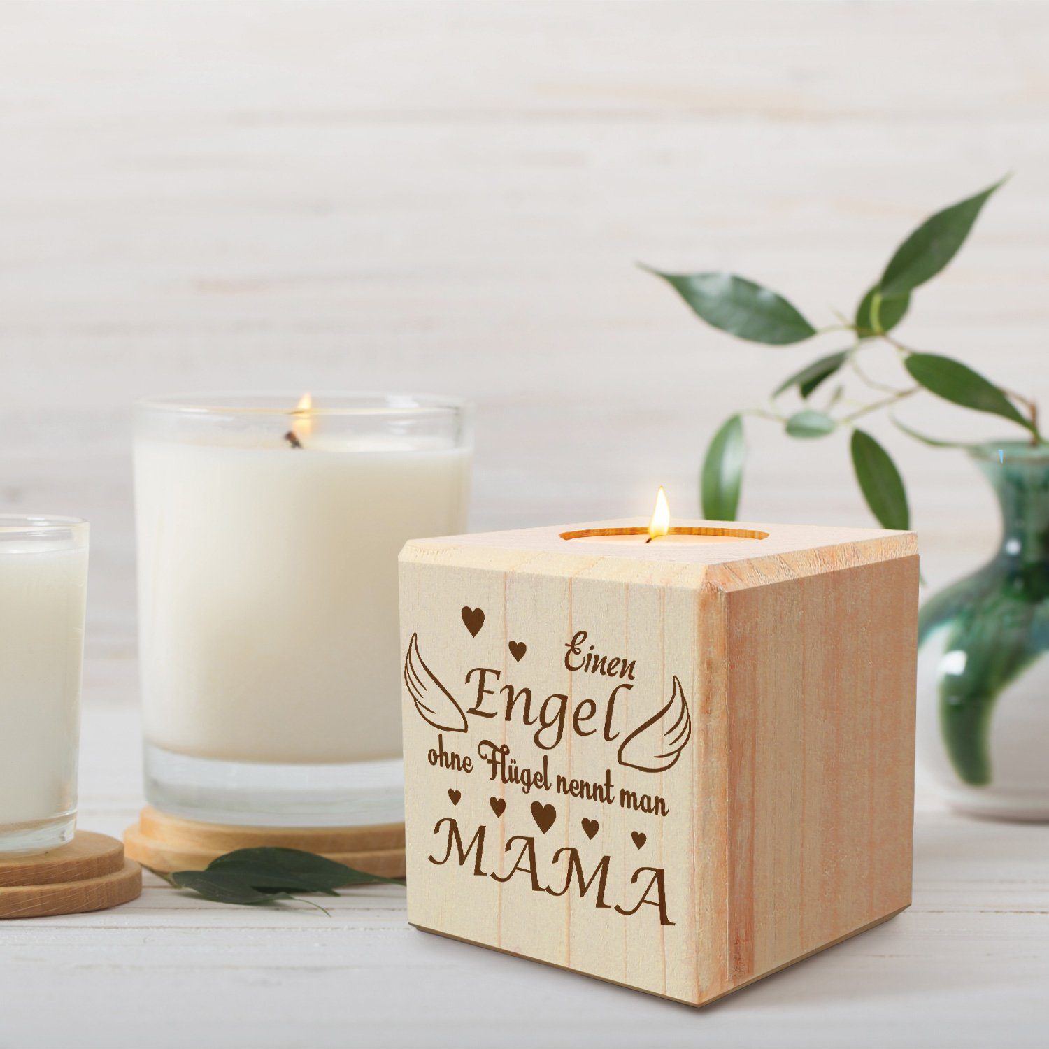 GRAVURZEILE Teelichthalter aus Holz - Einen günstig online kaufen