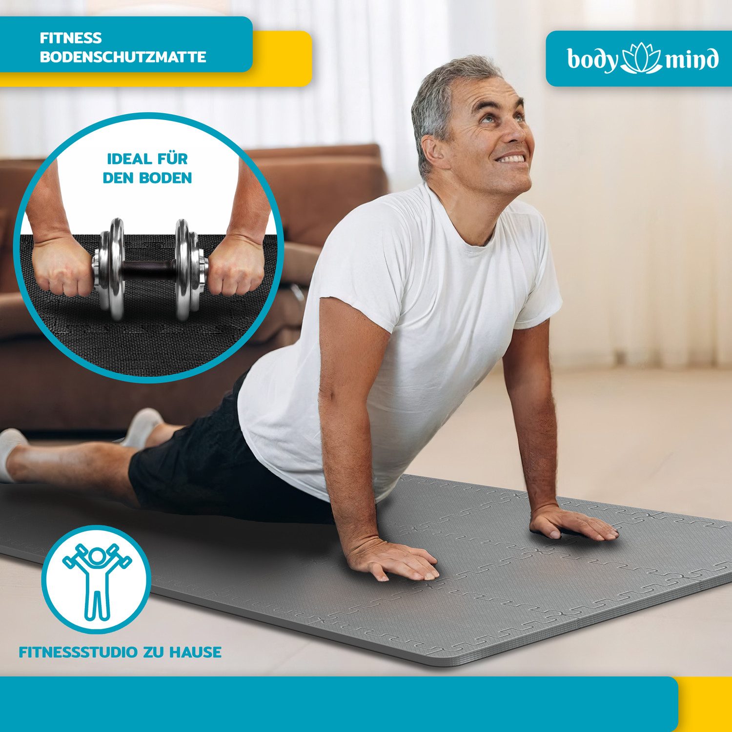 Body & Mind Bodenschutzmatte BODY & MIND XXL Bodenschutzmatte 54-teilig – P günstig online kaufen