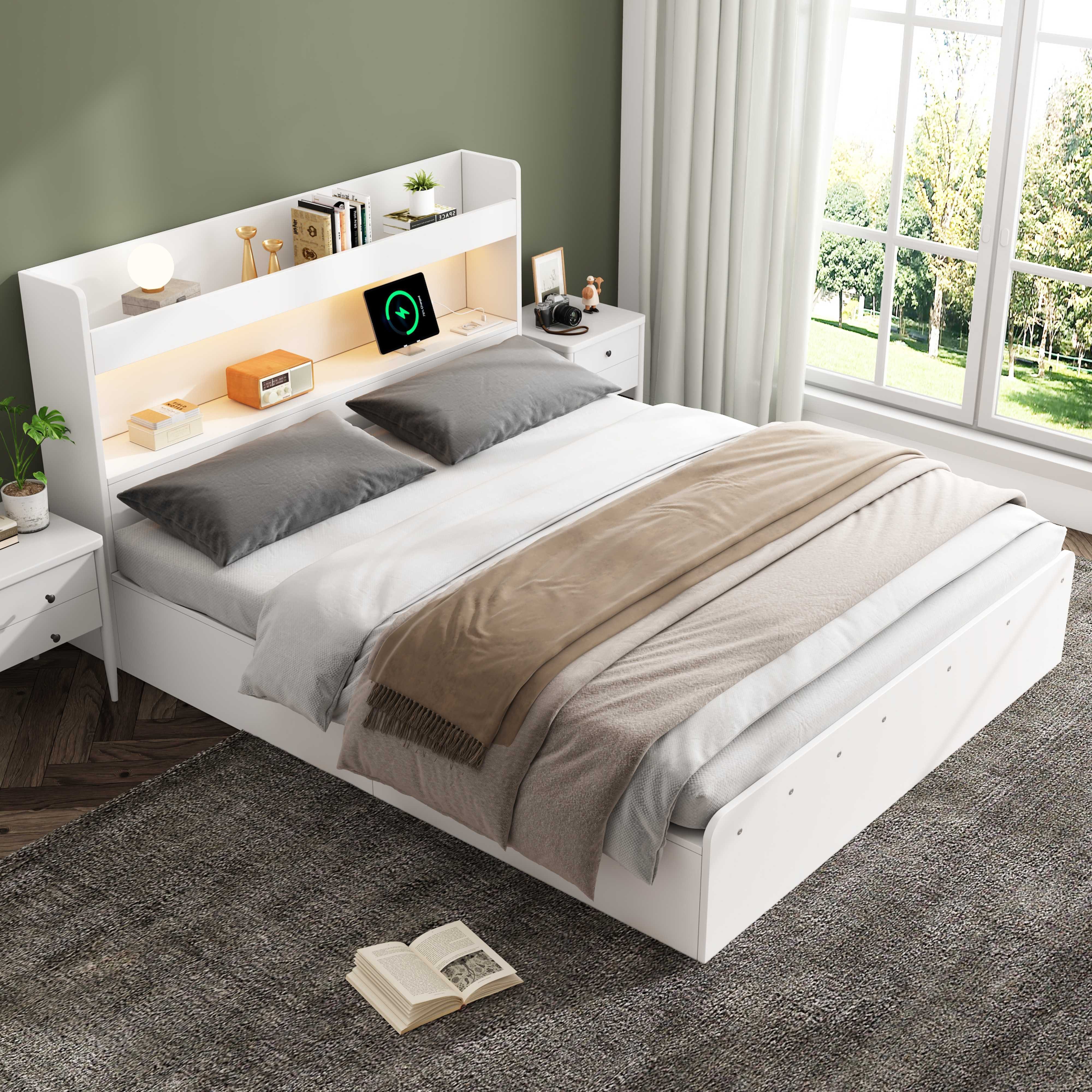 BlingBin Stauraumbett Doppelbett, Massivholzbett mit Stauraum, günstig online kaufen