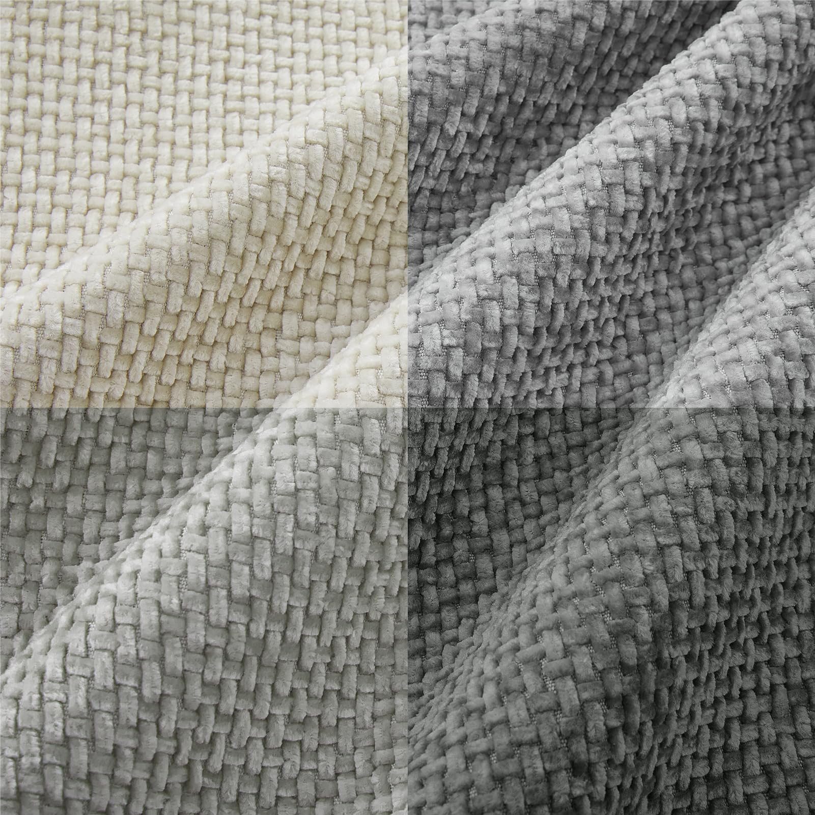 Topfinel Kissenbezug 40x40 samt kissenbezüge 50x50 Weich Sofa Deko Rattanstreifen, kissenbezug 4er set Grau Farbverlauf Wohnzimmer Kinder Hautfreundlich