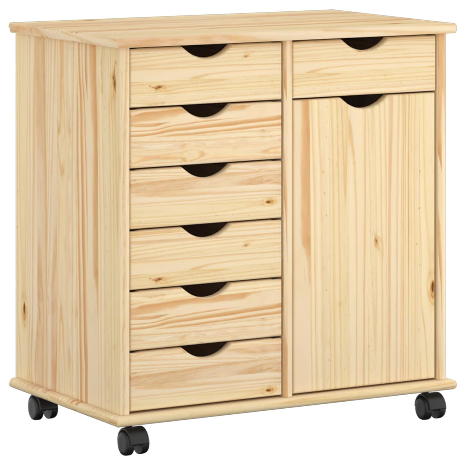 vidaXL Schranksystem Rollschrank 63,5 x 39 x 65,5 cm Massivholz Kiefer Braun (1-St)