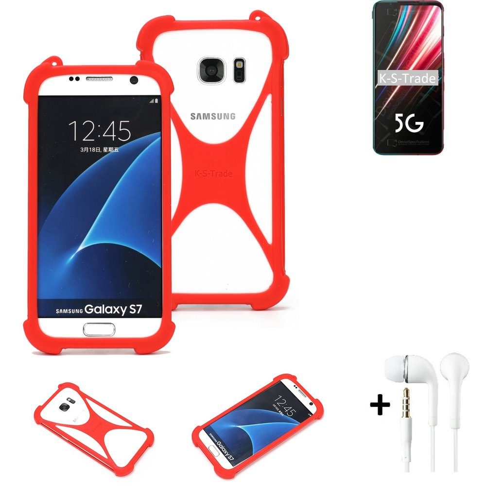 K-S-Trade Handyhülle für nubia Red Magic 5G, Handy-hülle + Kopfhörer Schutz-hülle Bumper Silikon Schutz Hülle