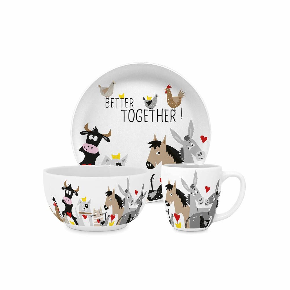 PPD Kindergeschirr-Set Animal Friends Kids Set, 3-tlg. (3-tlg), Keramik